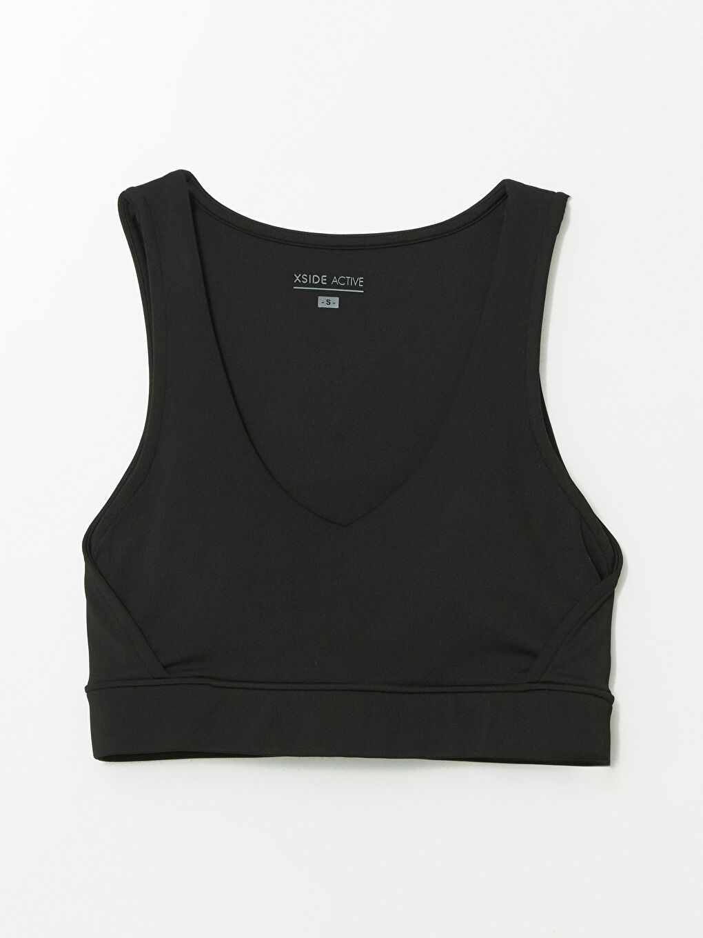 Siyah V Yaka Crop Kadın Sporcu Atleti-4