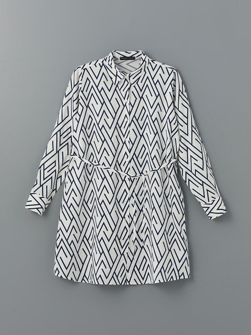 Patterned Sashed Women's Shirt Tunic -S5GJ76Z8-LS3