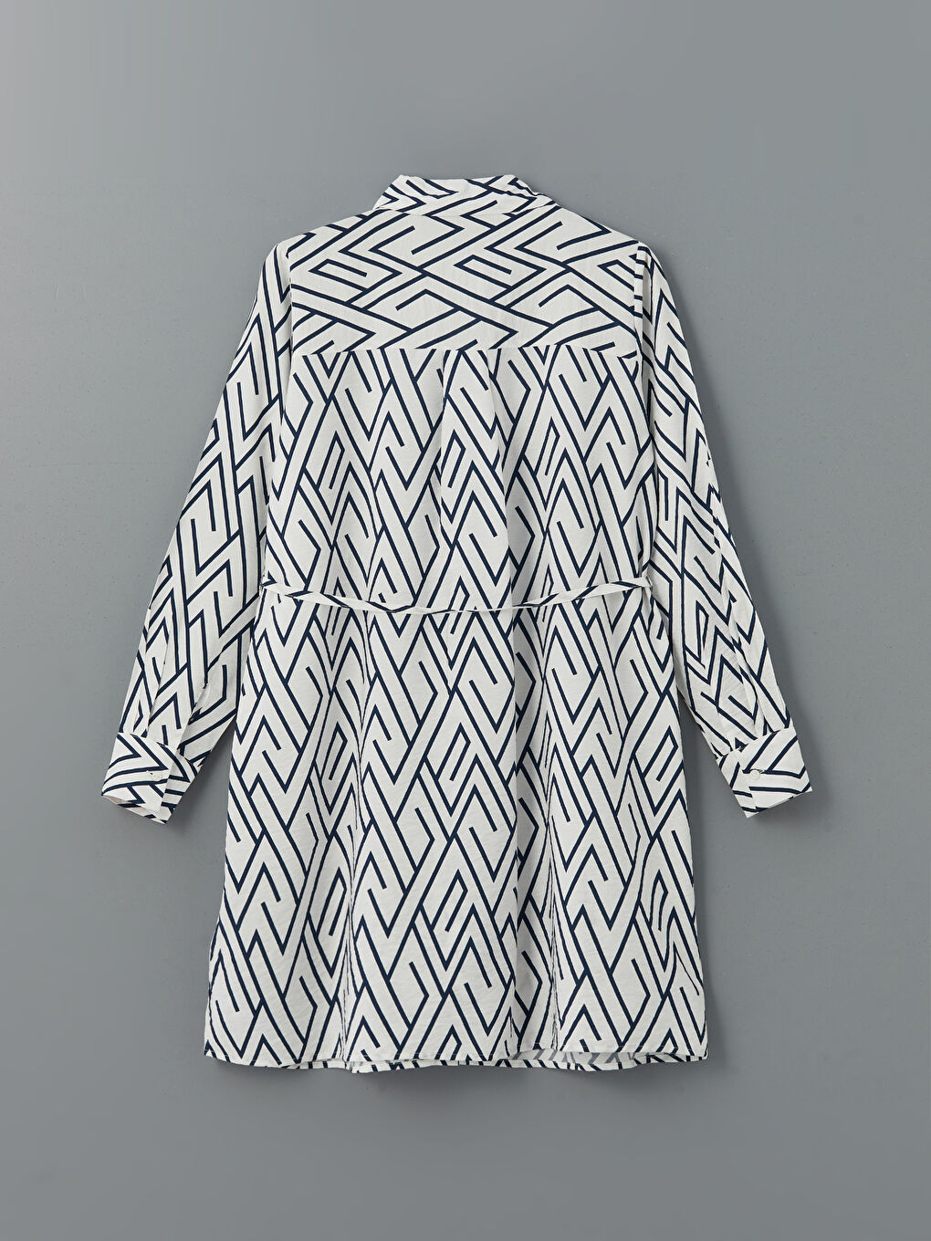Patterned Sashed Women's Shirt Tunic -S5GJ76Z8-LS3