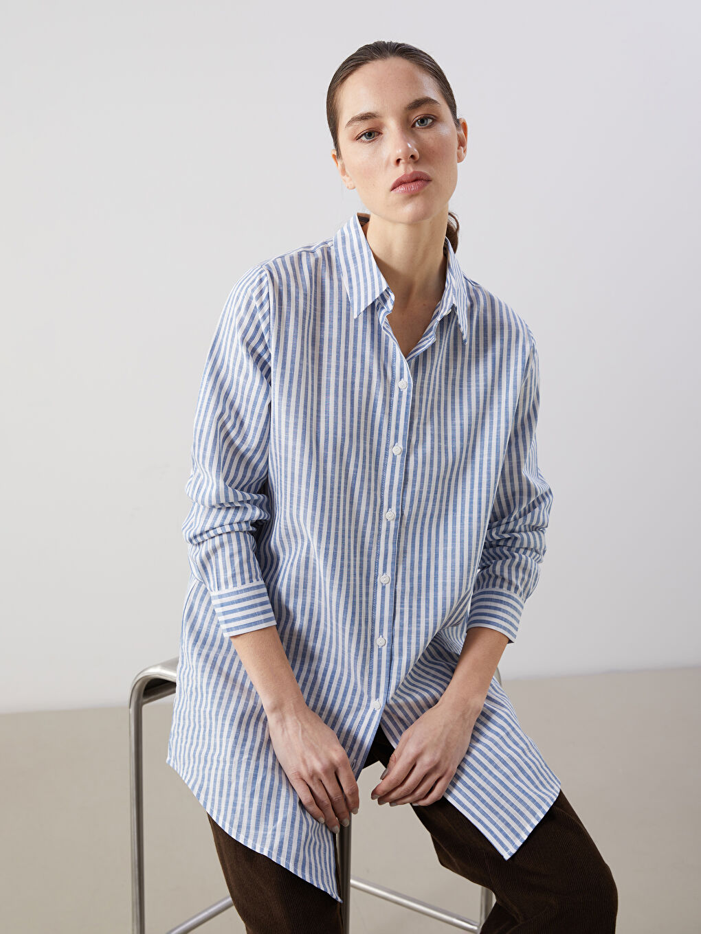 Striped Women's Shirt Tunic -S5GJ78Z8-LSJ