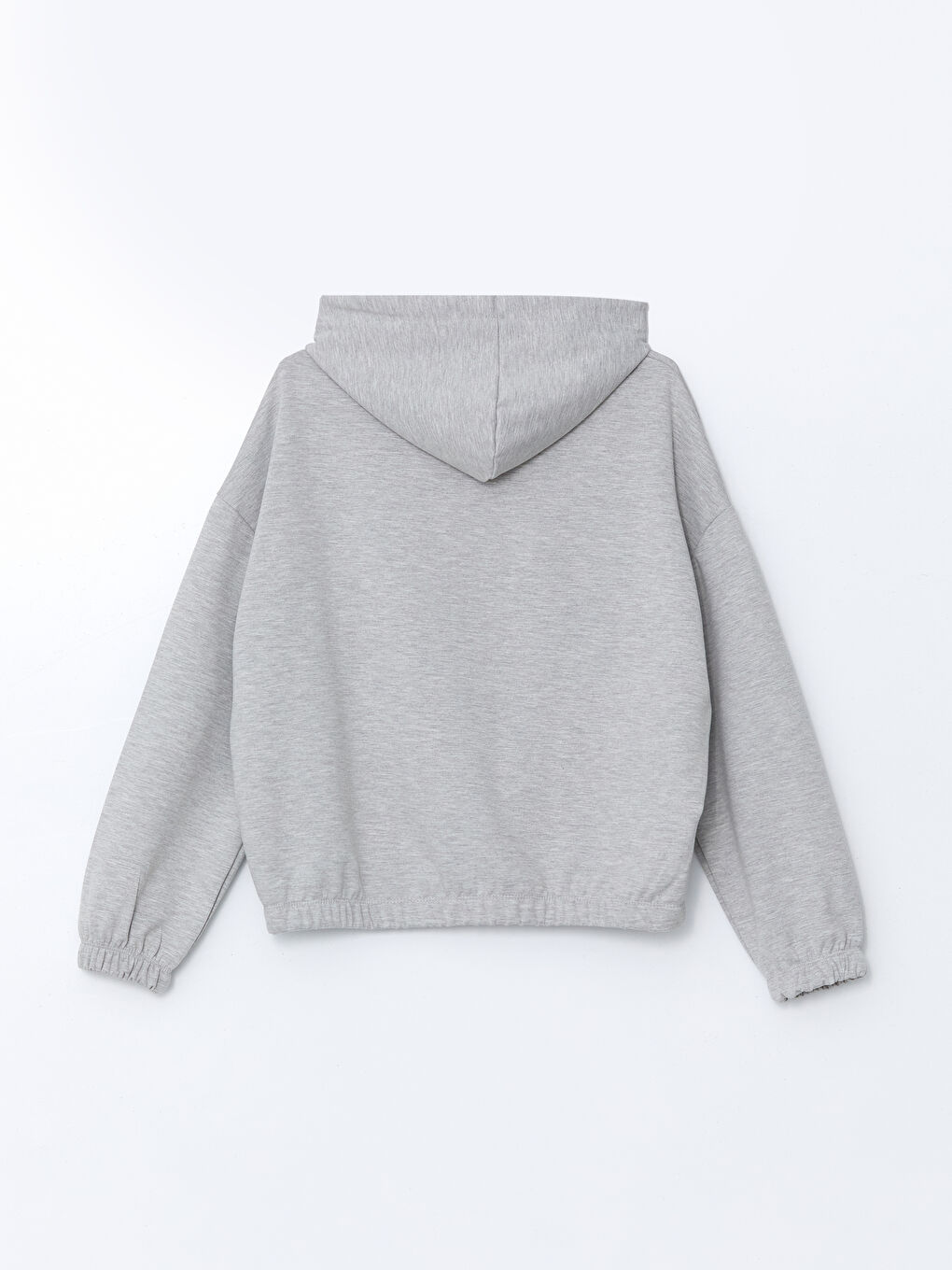 Gri Kapüşonlu Oversize Kadın Fermuarlı Sweatshirt-5