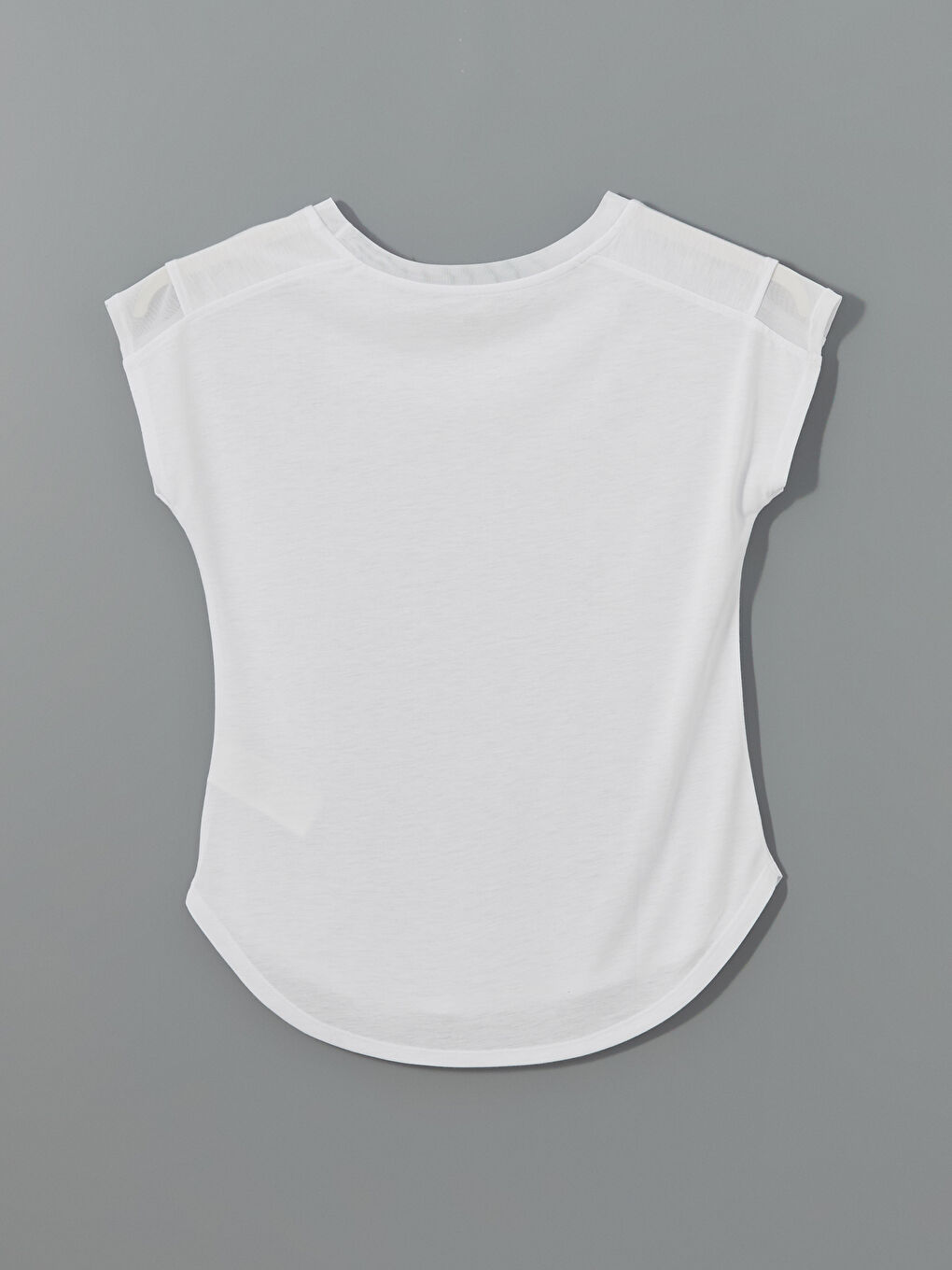 Beyaz Bisiklet Yaka Kadın Spor Tişört-5