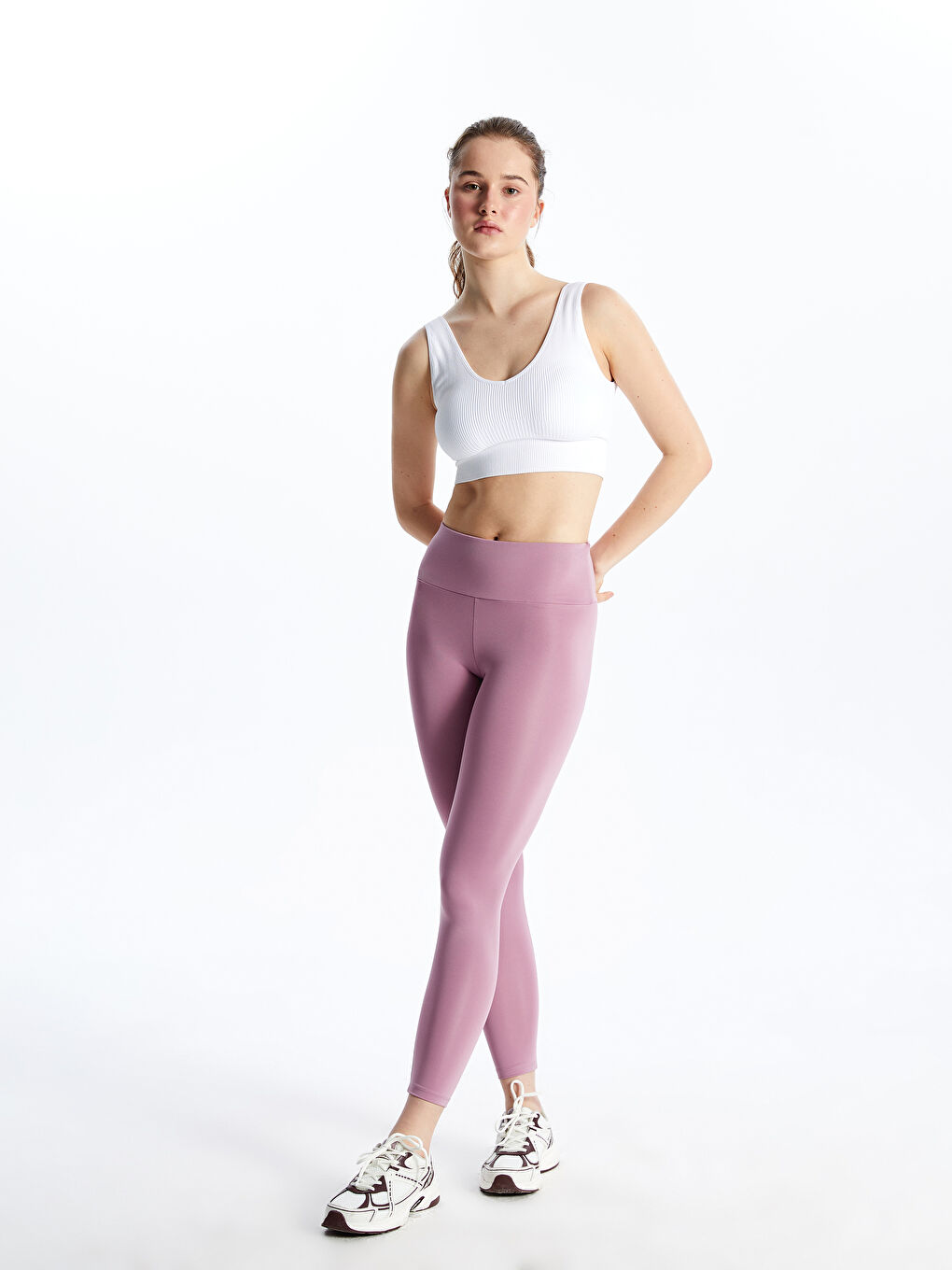 XSIDE ACTIVE Mor Beli Lastikli Kadın Spor Tayt