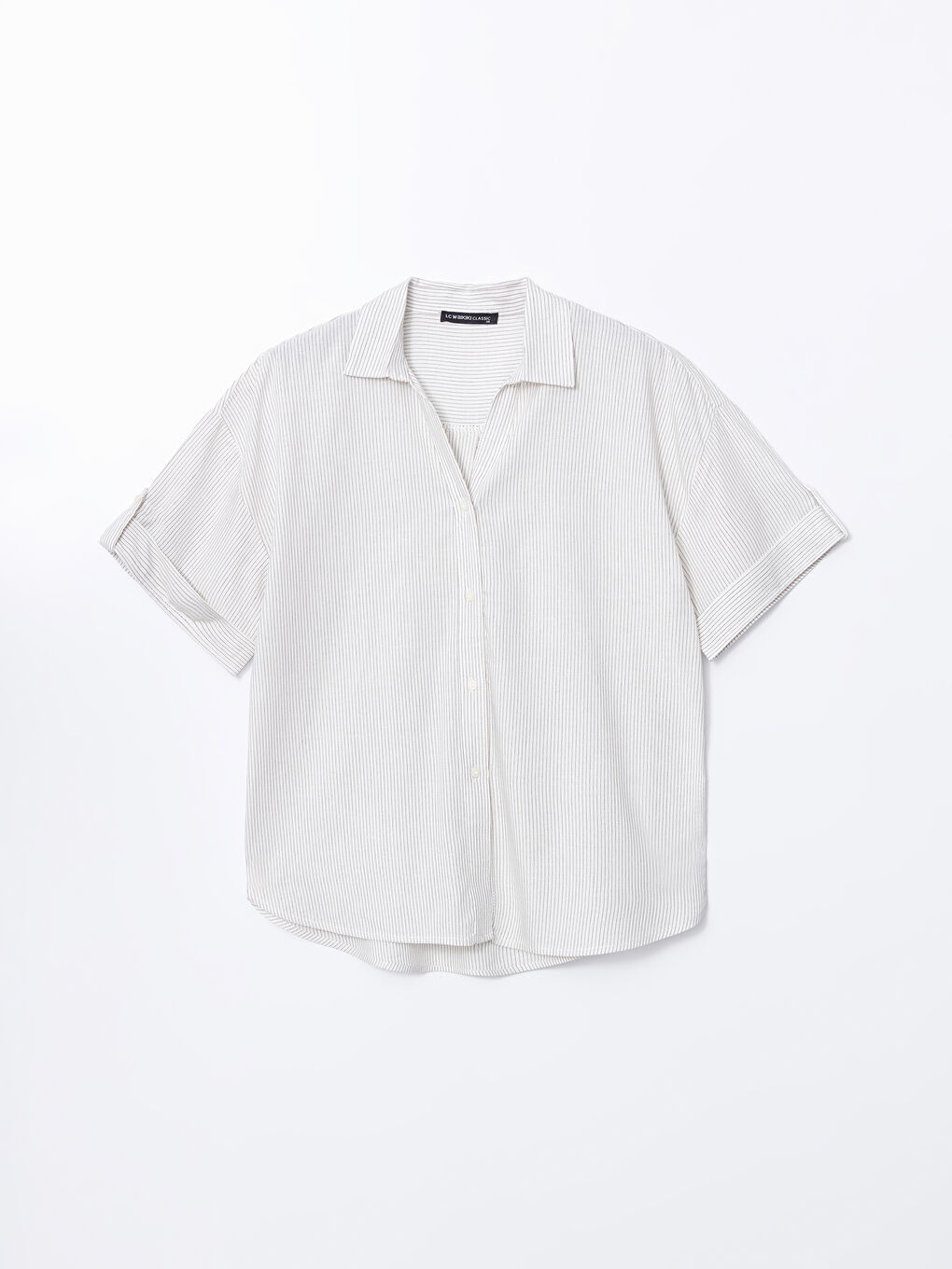 LCWAIKIKI Classic Striped Oversize Linen Blend Women's Shirt -S5GJ88Z8-ELZ