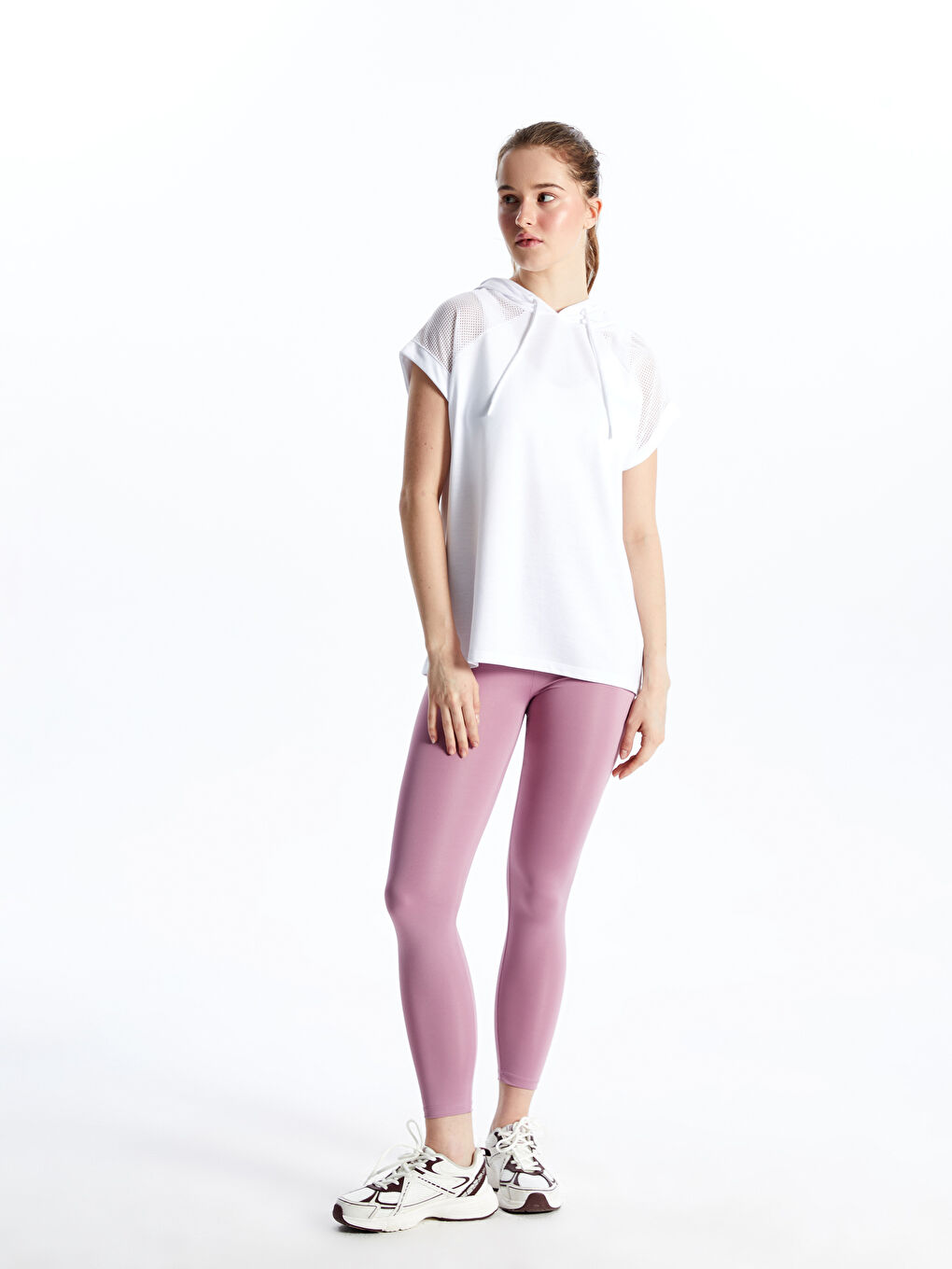 XSIDE ACTIVE Hooded Women's Sports T-Shirt with Mesh Detail -S5GJ98Z8-Q6K