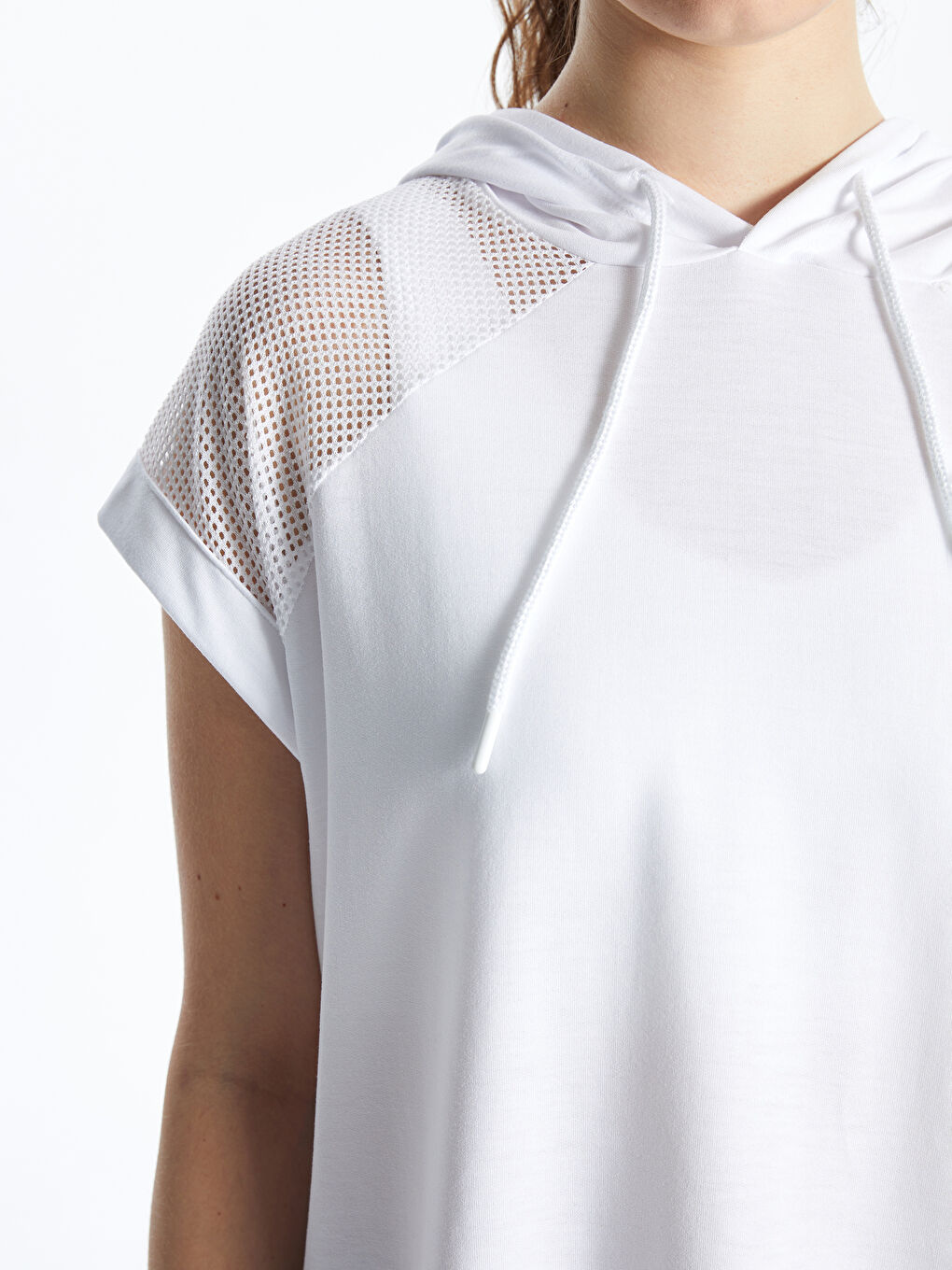 XSIDE ACTIVE Hooded Women's Sports T-Shirt with Mesh Detail -S5GJ98Z8-Q6K