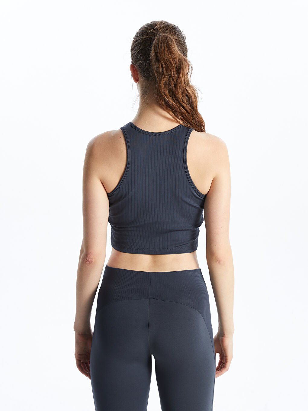 Antrasit Bisiklet Yaka Kadın Sporcu Atleti-3