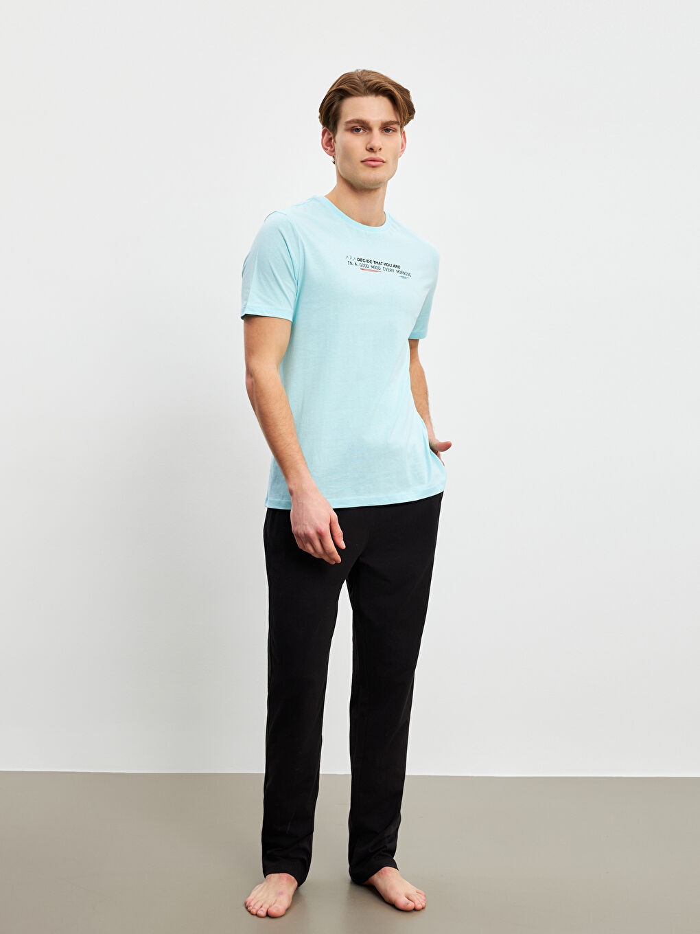 Mavi Standart Kalıp Erkek Pijama Takımı