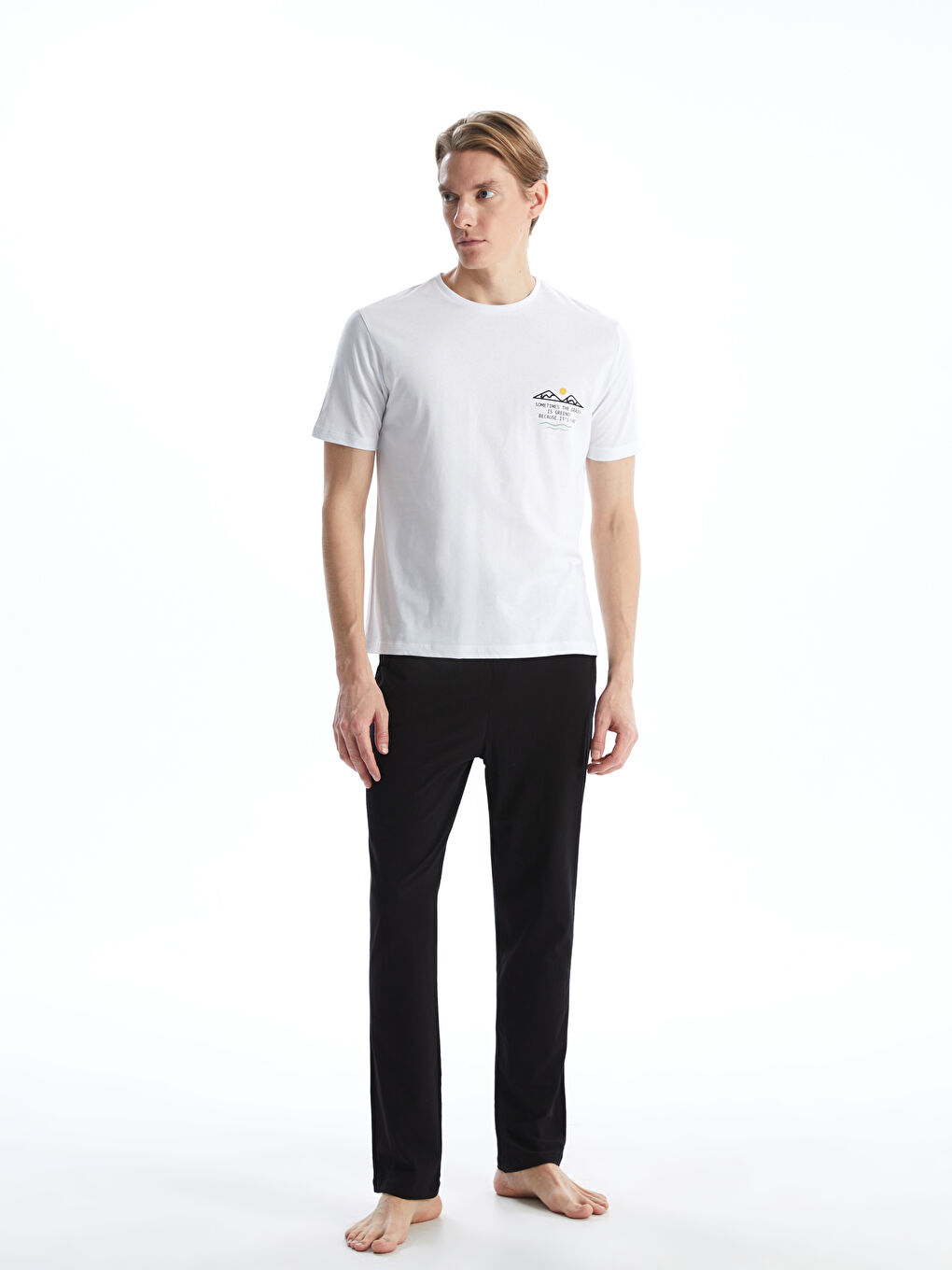 Beyaz Standart Kalıp Erkek Pijama Takımı