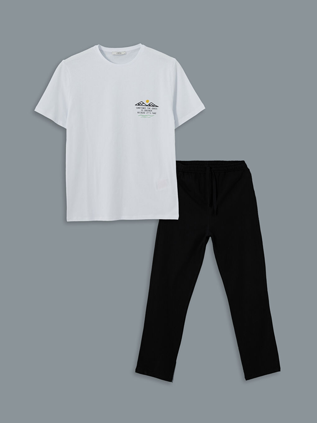 Beyaz Standart Kalıp Erkek Pijama Takımı-4