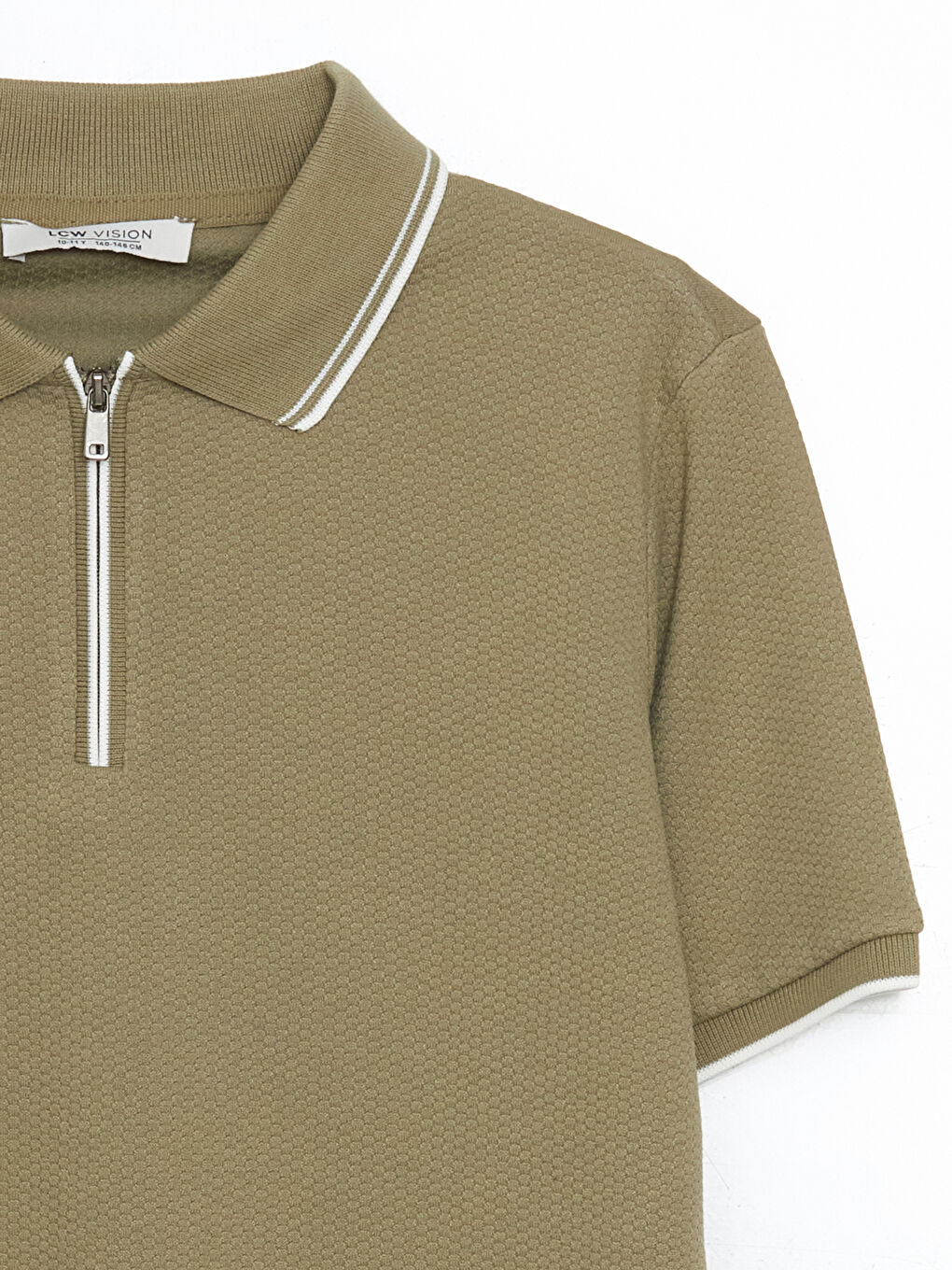 Ұлдарға арналған поло жағалы текстуралы футболка-1