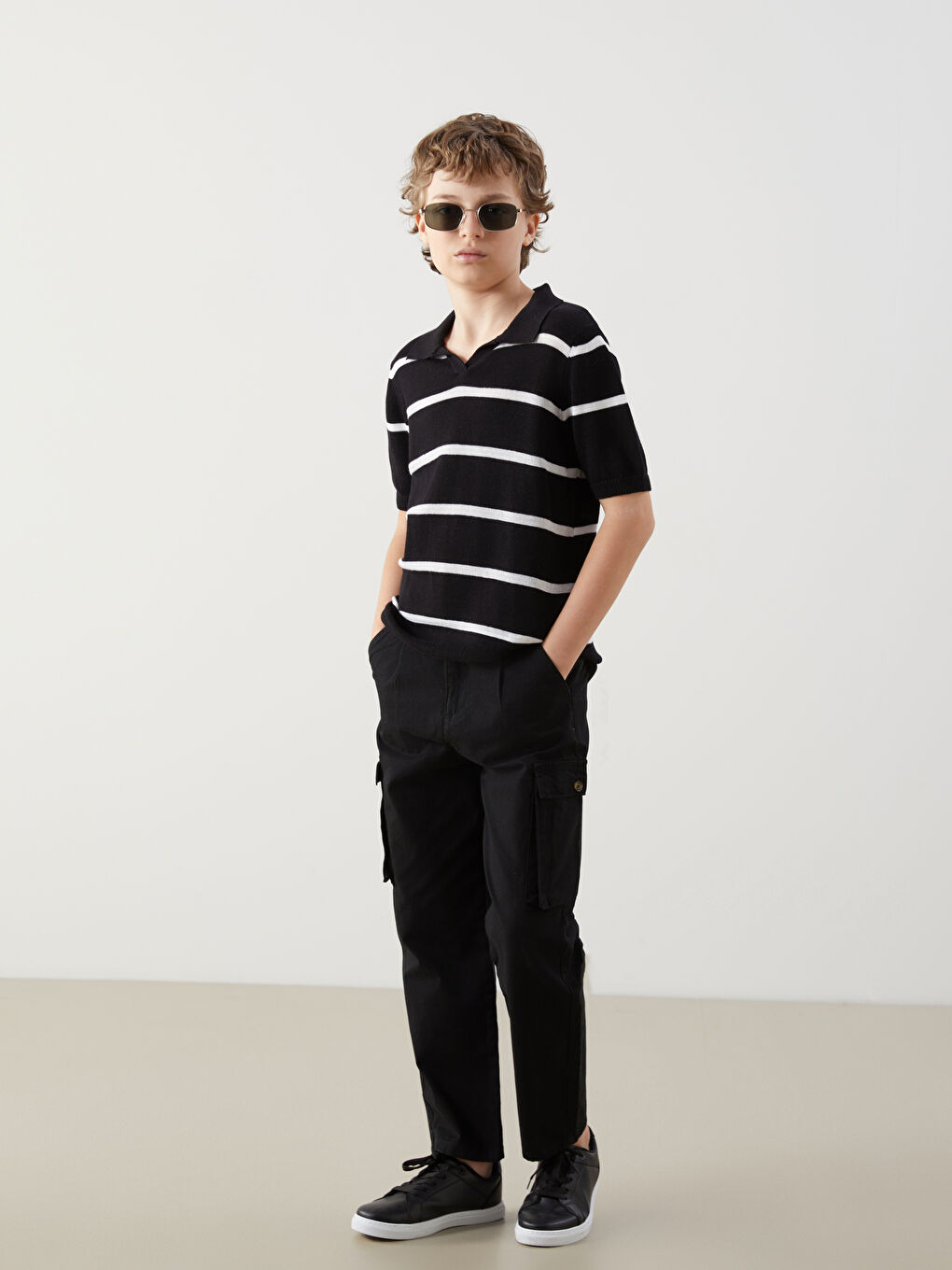 Polo Neck Boy's Knitted Sweater -S5GK70Z4-LEG