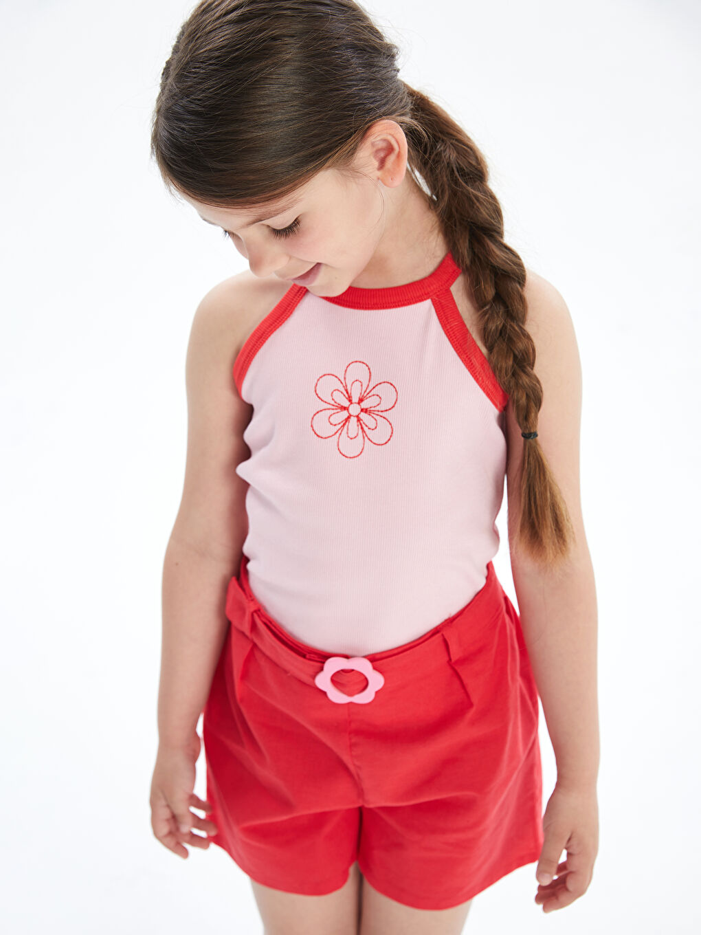 Halter Neck Embroidered Girls' Tank Top -S5GL02Z1-QWL
