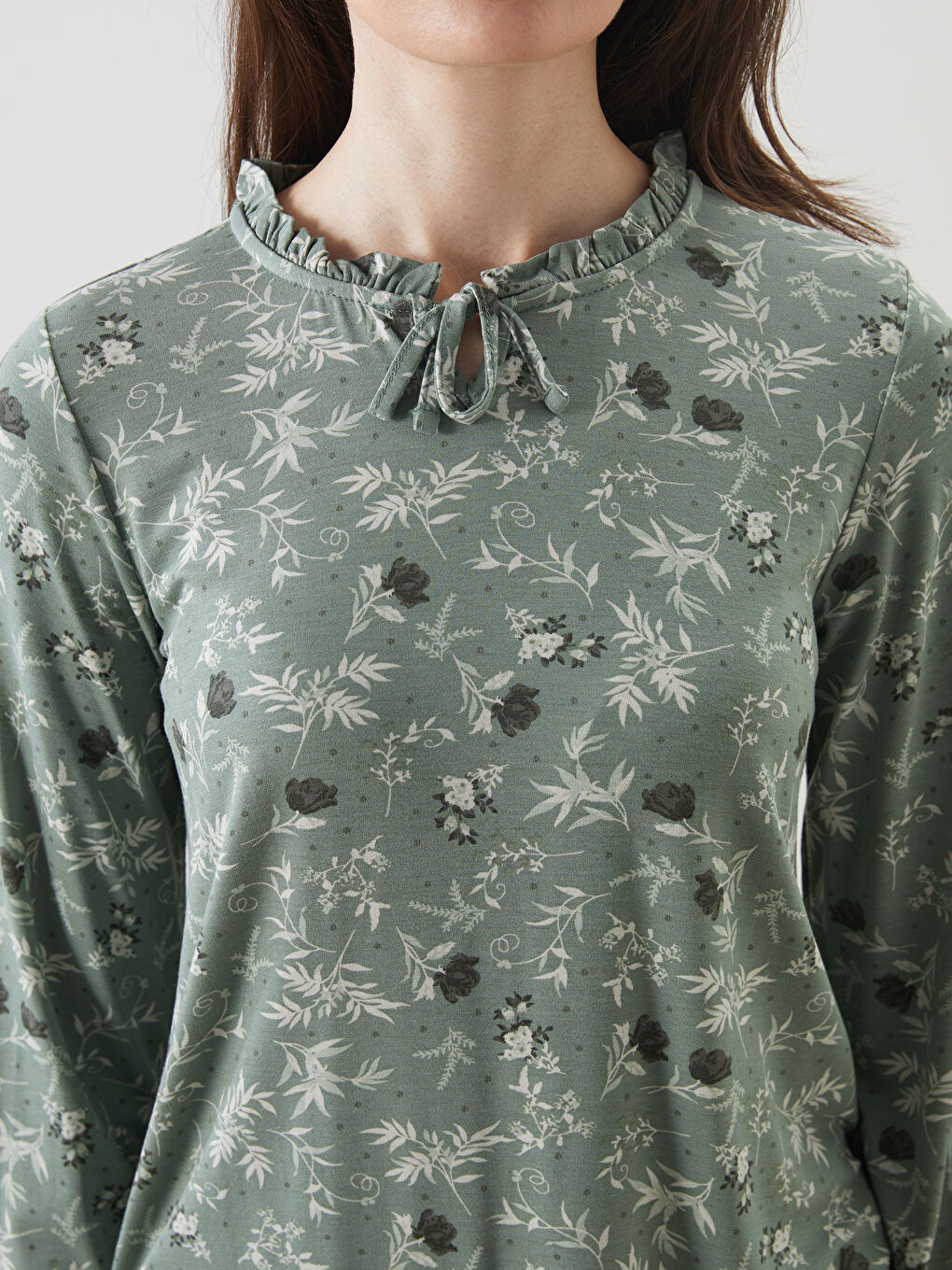 Tie Neck Floral Blouse -S5GL08Z8-LRF