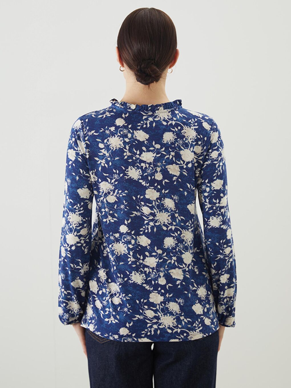 Tie Neck Floral Women's Blouse -S5GL08Z8-LSF