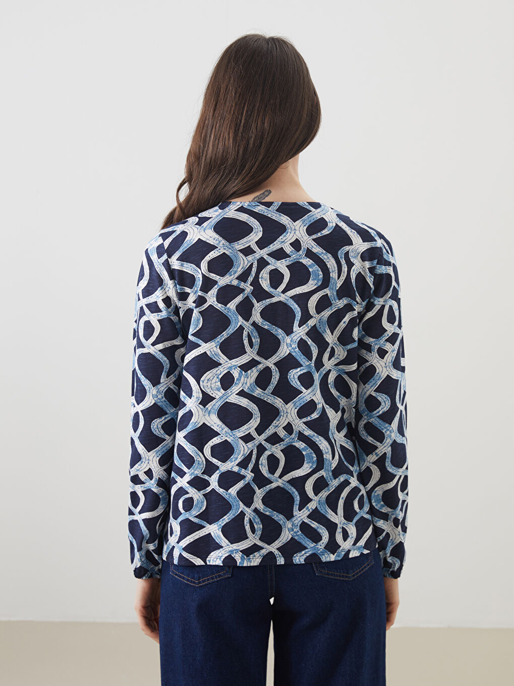Tie Neck Patterned Women's Blouse -S5GL15Z8-LSH