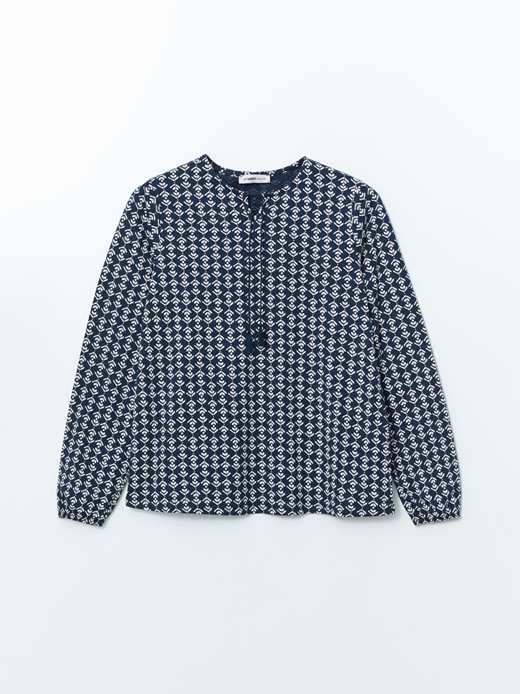 Tie Collar Patterned Women's Blouse -S5GL15Z8-LSJ