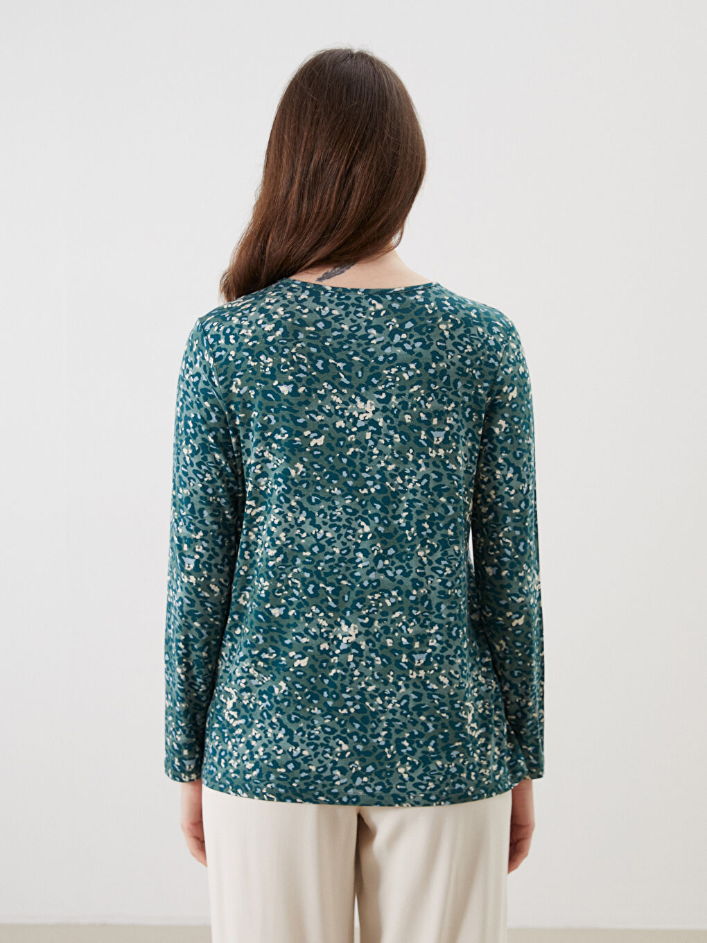 LCW Grace Crew Neck Patterned Women's T-Shirt -S5GL16Z8-LRL