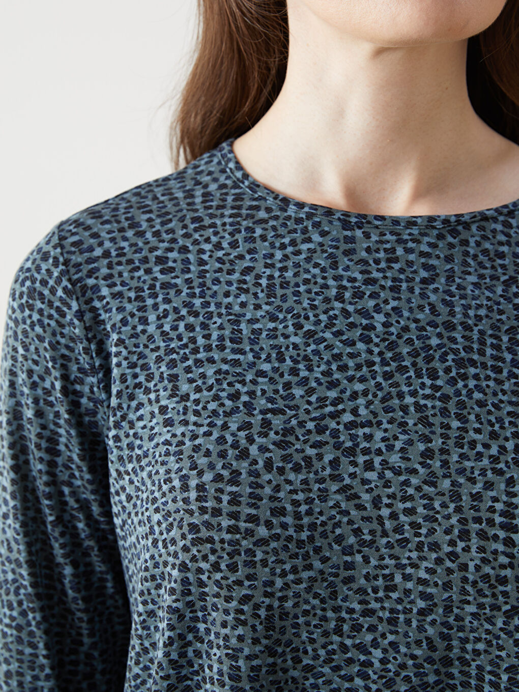 Crew Neck Patterned Women's T-Shirt -S5GL16Z8-LRR