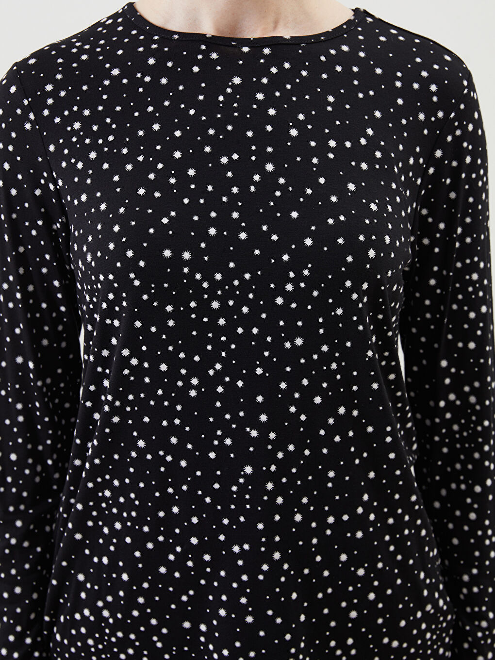 Crew Neck Patterned Women's T-Shirt -S5GL16Z8-SW8