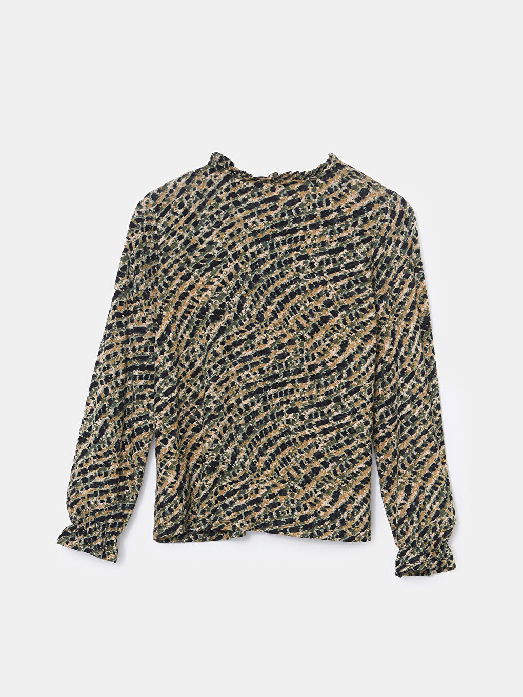 Karışık Bağlamalı Yaka Etnik Desenli Bluz-5