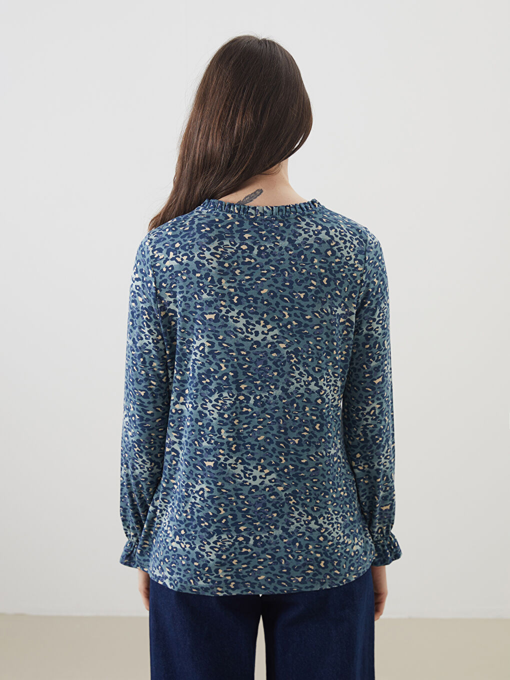 Crew Neck Patterned Blouse -S5GL17Z8-LQP