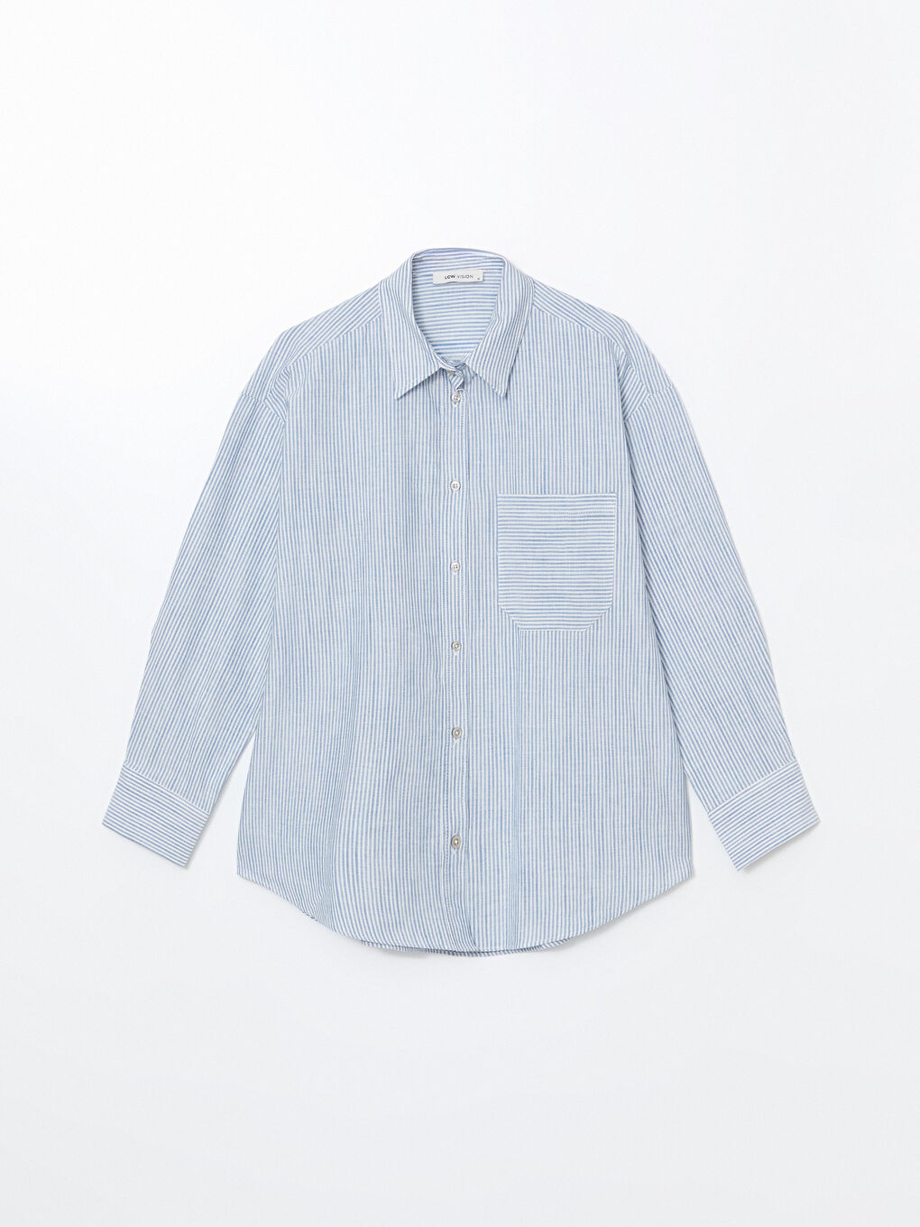 Striped Linen Blend Oversize Women's Shirt -S5GL70Z8-LEN
