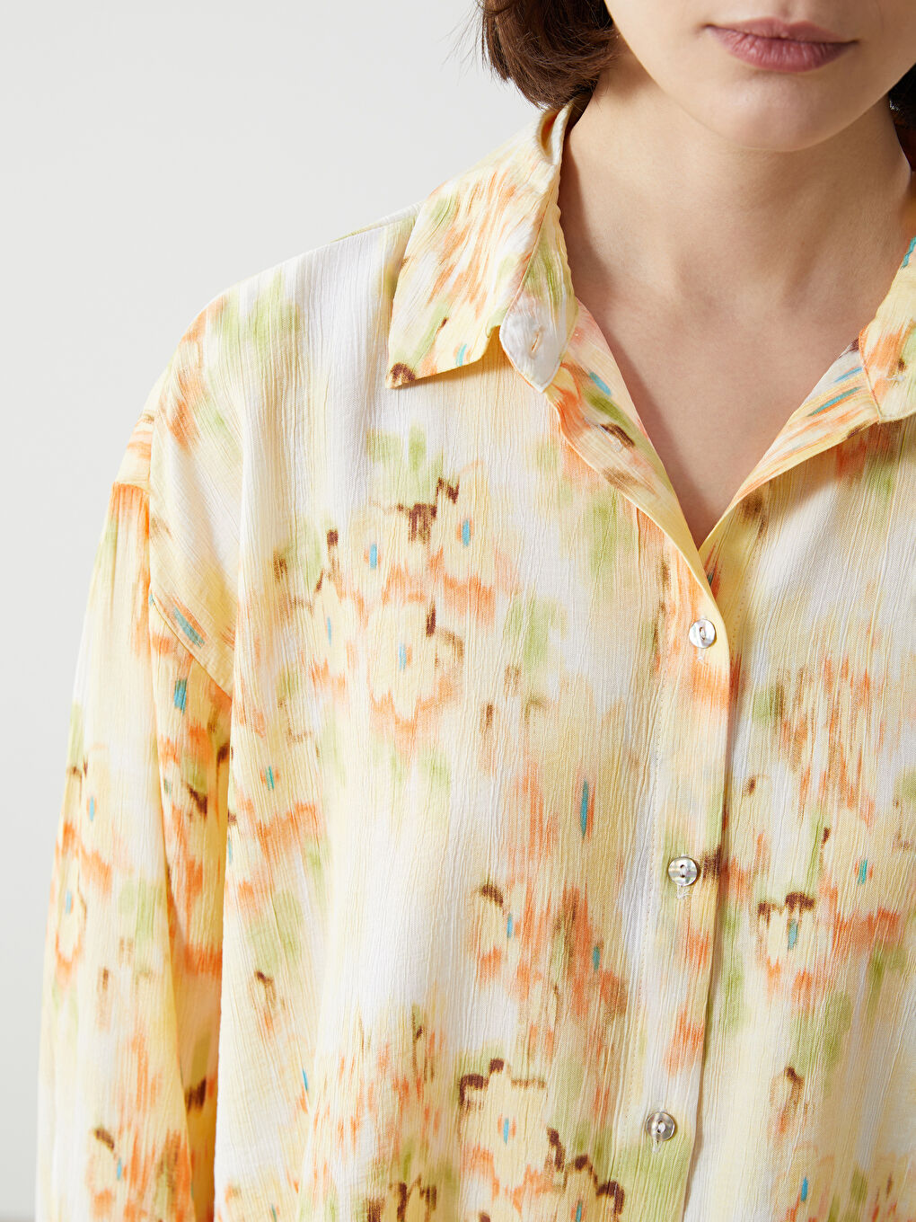 Floral Oversize Women's Shirt -S5GL72Z8-LT4