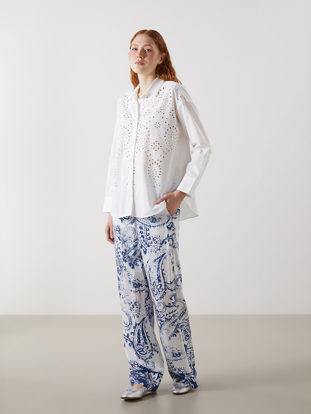 Openwork Oversize Women's Shirt -S5GL76Z8-R9J