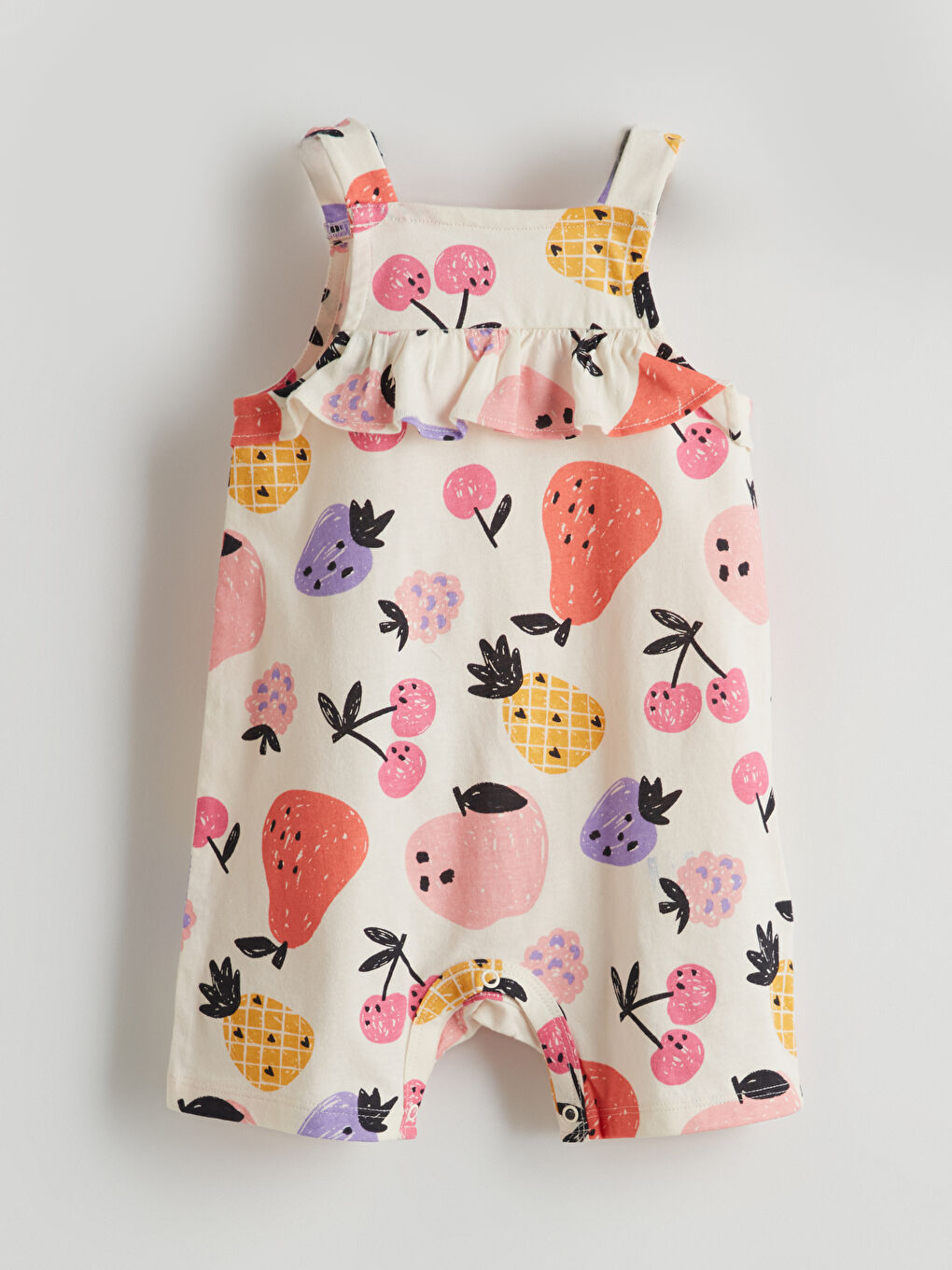 Bej Kare Yaka Kız Bebek Tulum