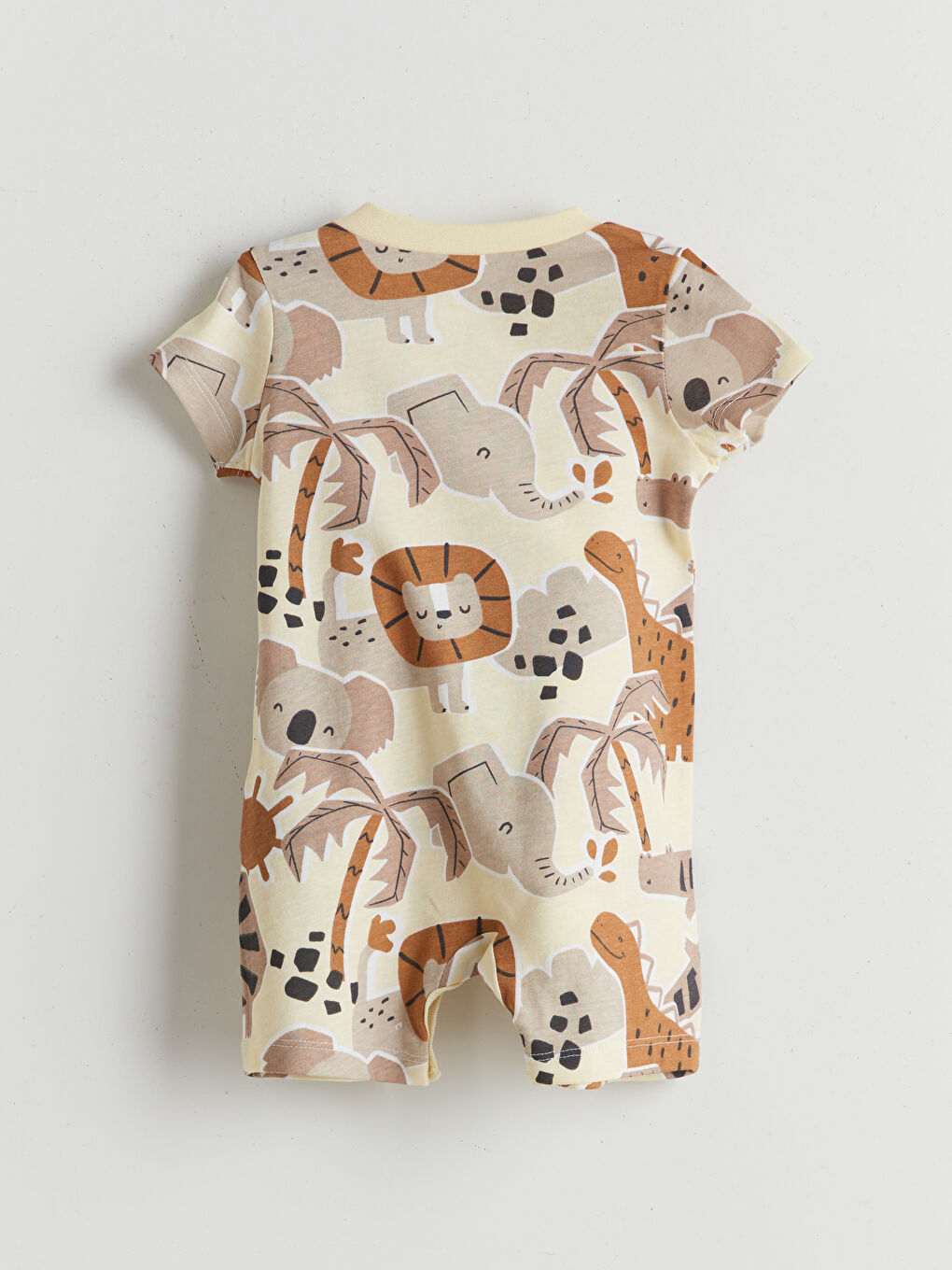 Bej Bisiklet Yaka Baskılı Erkek Bebek Tulum-1