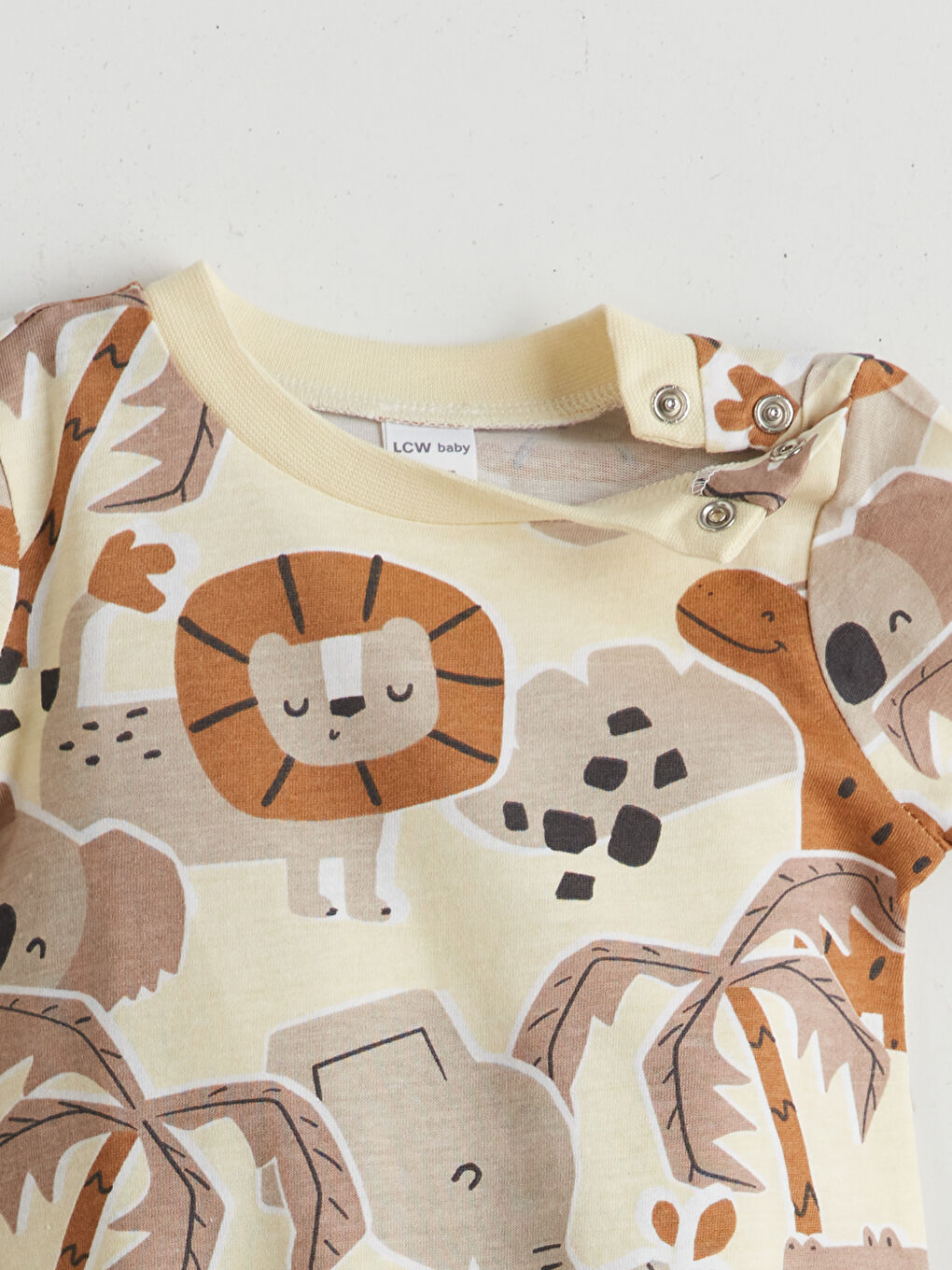 Bej Bisiklet Yaka Baskılı Erkek Bebek Tulum-2