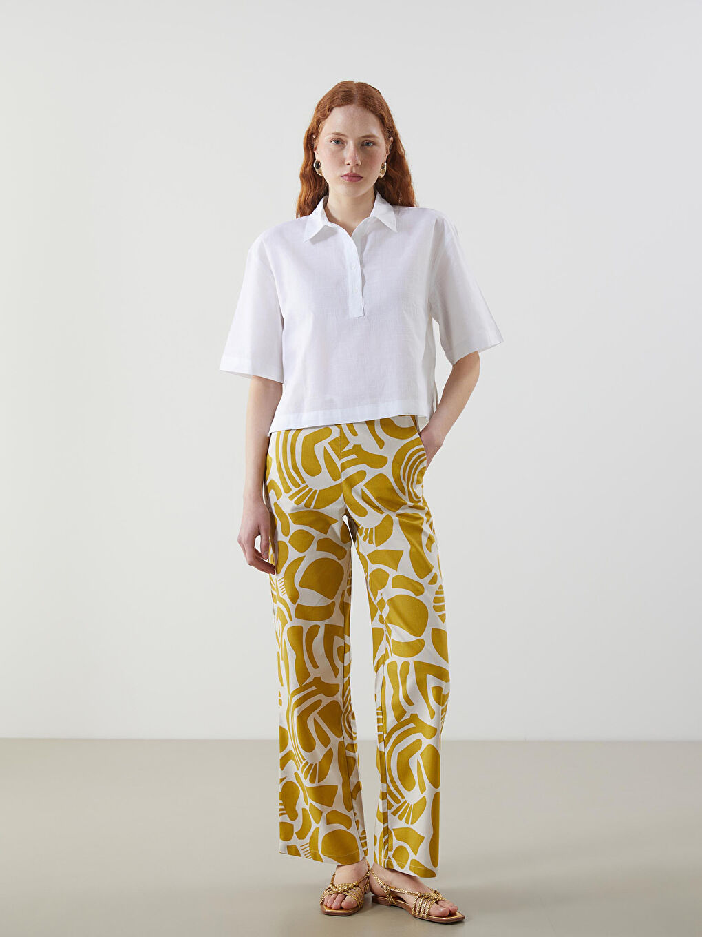 Ženska crop bluza sa kragnom -S5GM70Z8-R9J