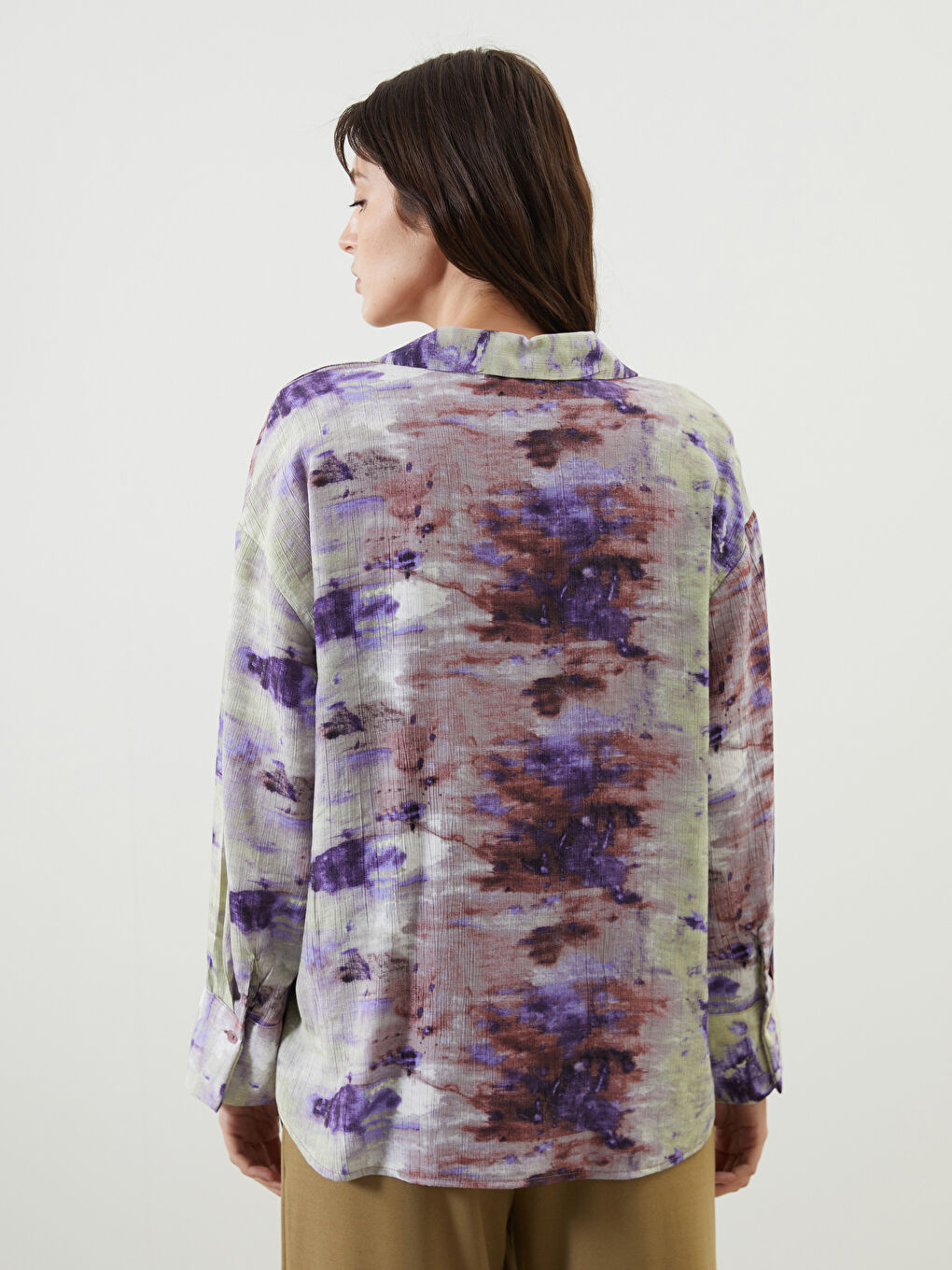 Patterned Oversize Women's Shirt -S5GM74Z8-LTM