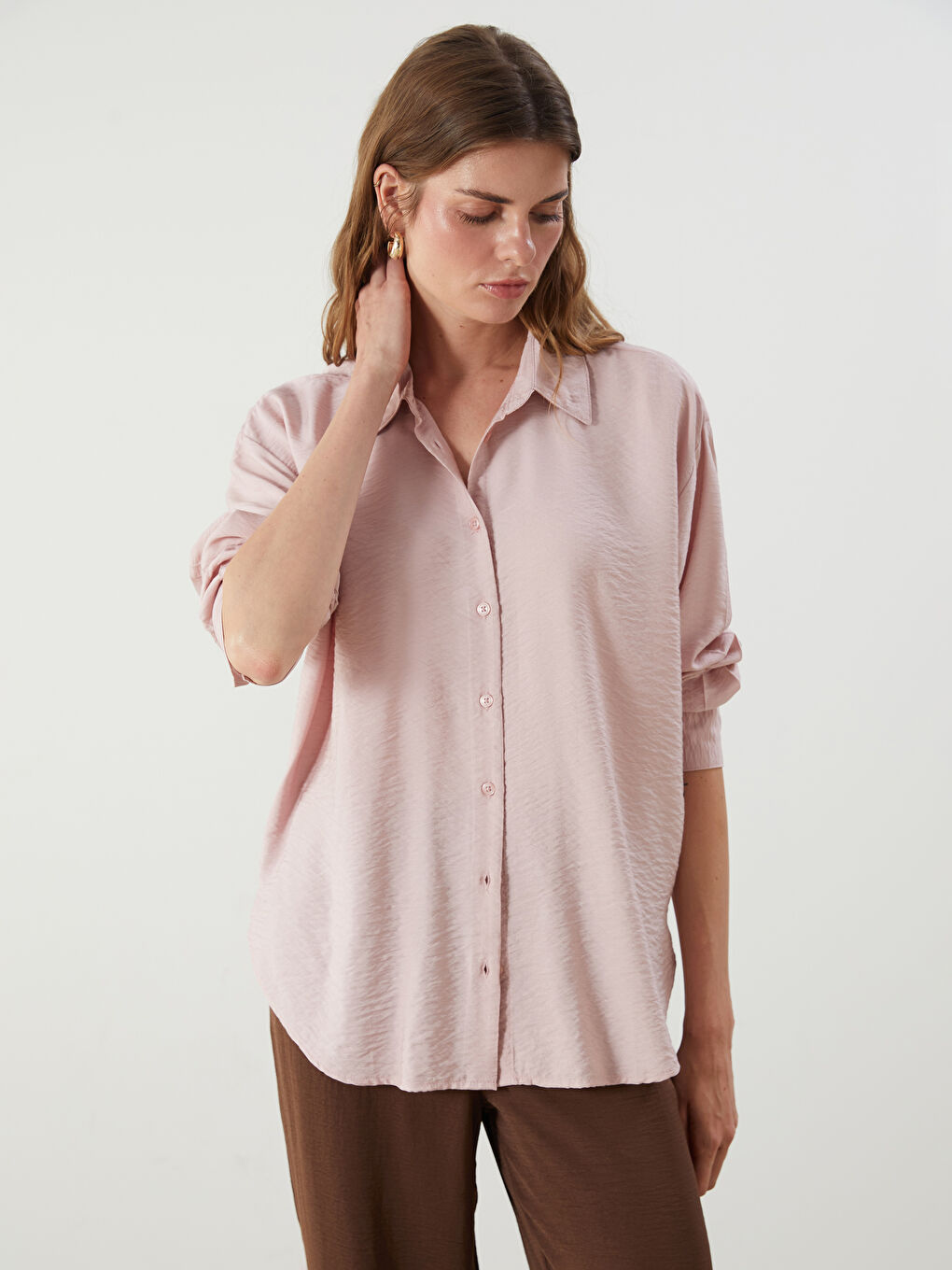 LCW Vision Oversize Dobby Women's Shirt -S5GM76Z8-FUK