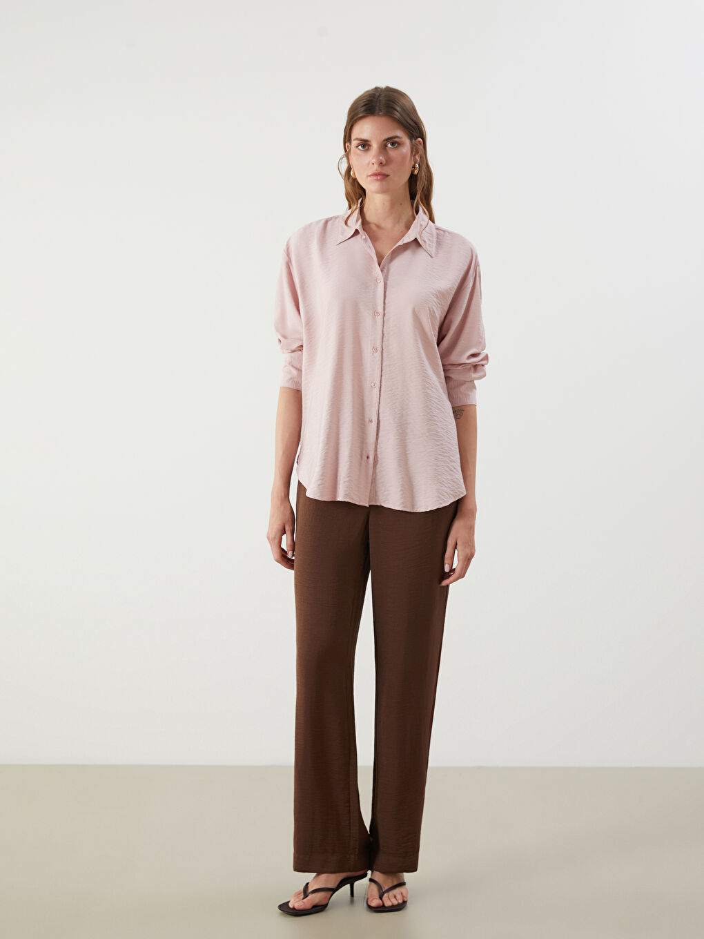 LCW Vision Oversize Dobby Women's Shirt -S5GM76Z8-FUK