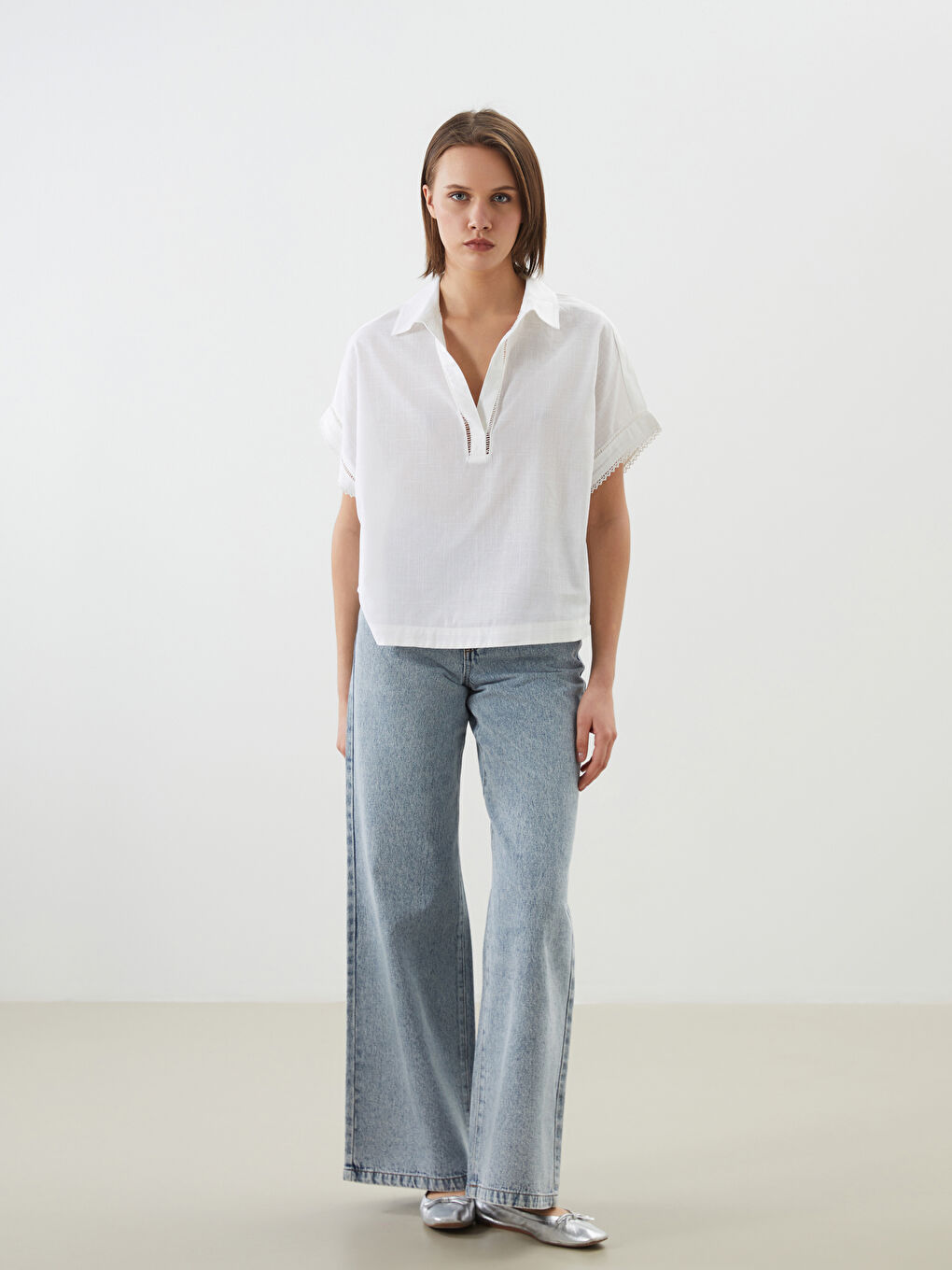 Polo Neck Women's Blouse -S5GM78Z8-R9J