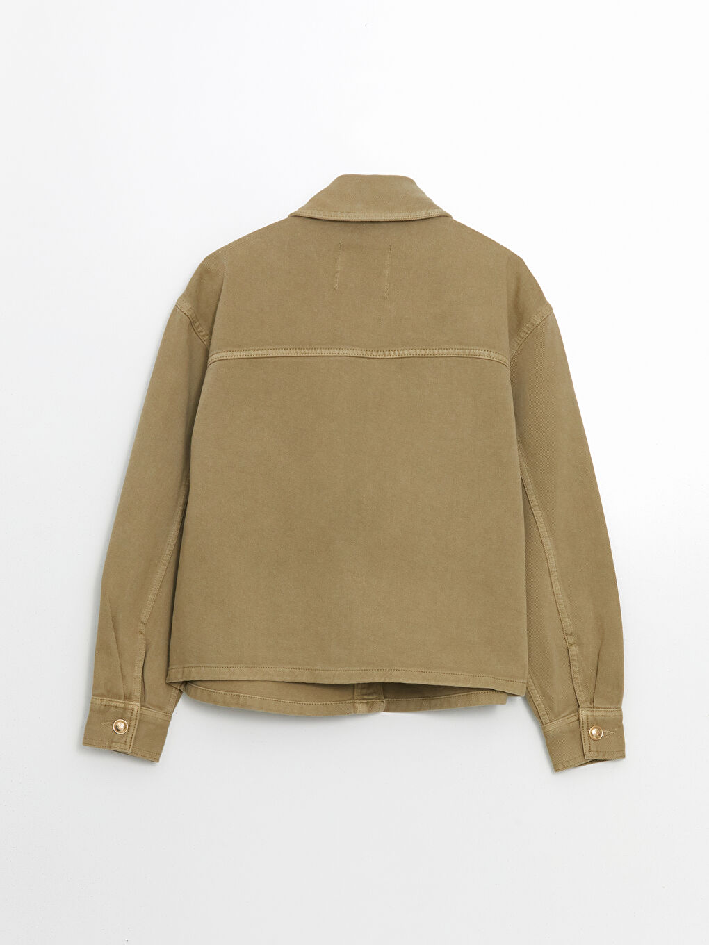 Haki Gömlek Yaka Oversize Kadın Ceket-6