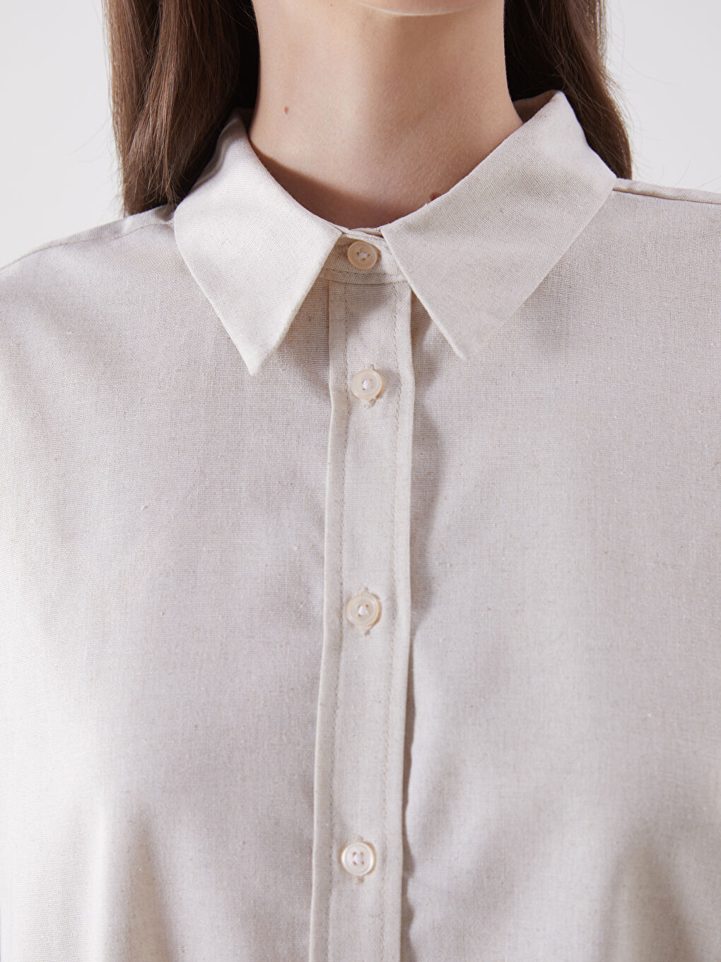Oversize Linen-Look Women's Shirt -S5GM85Z8-DEE