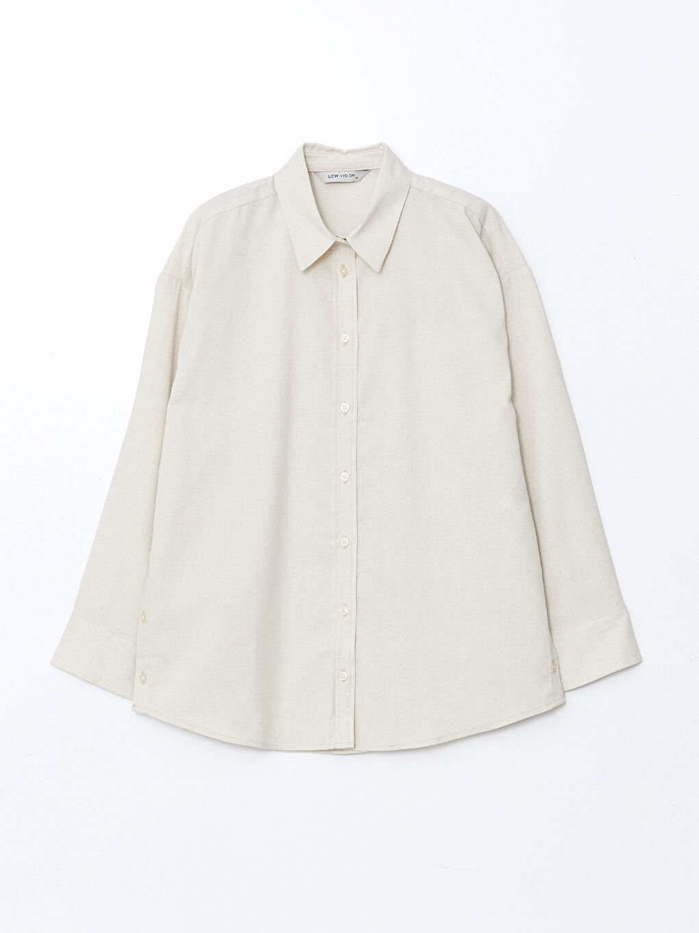 Oversize Linen-Look Women's Shirt -S5GM85Z8-DEE