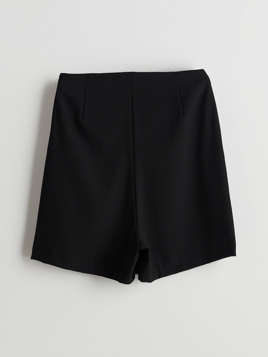 Siyah Beli Fermuarlı Kadın Şort Etek-5