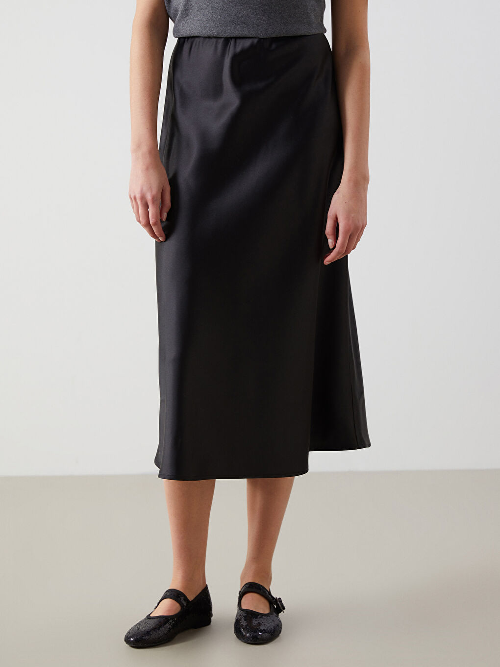Elasticated Waist Satin Skirt -S5GN13Z8-CVL