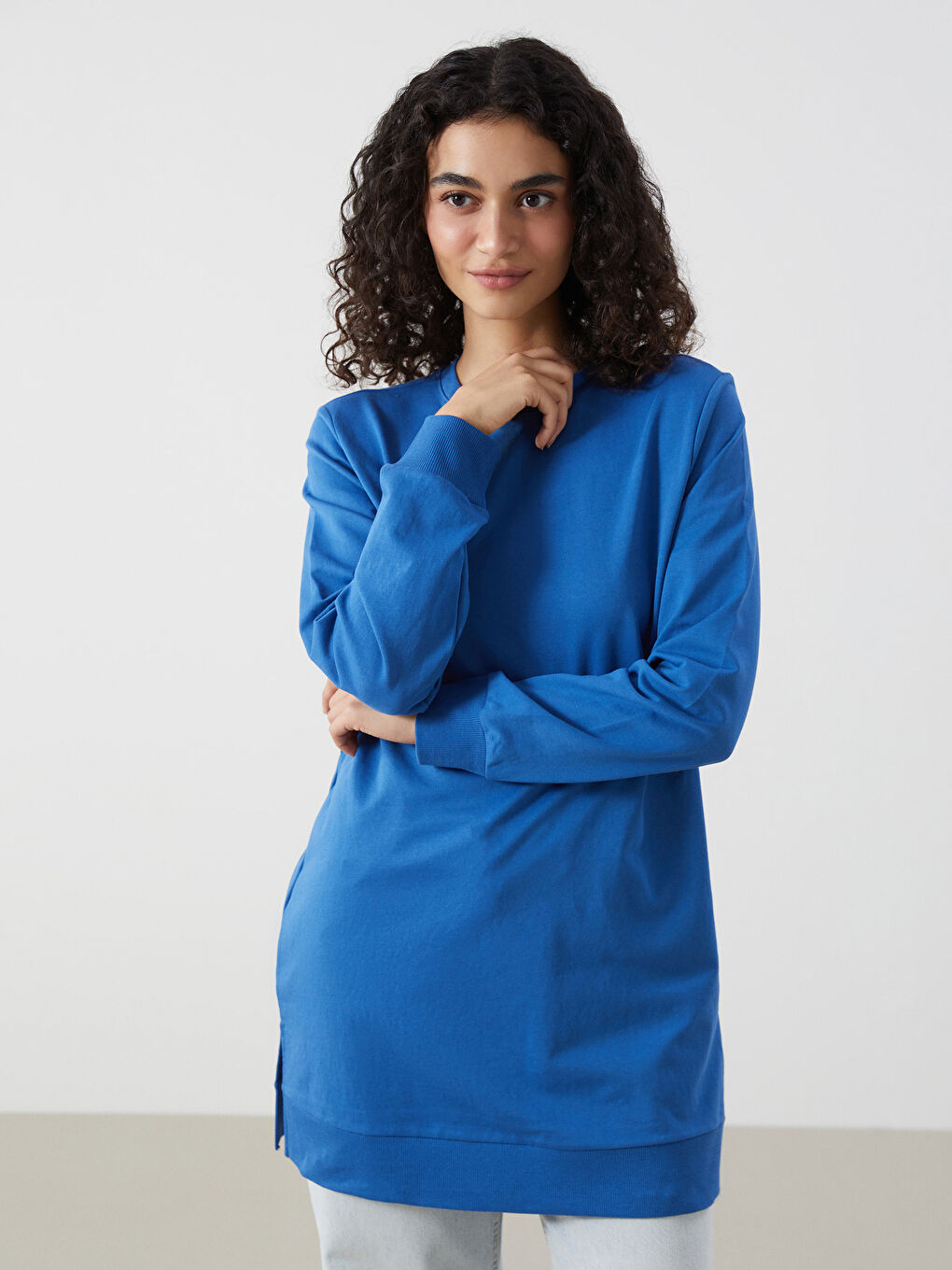 Crew Neck Women's Sweatshirt Tunic -S5GN17Z8-HQ7