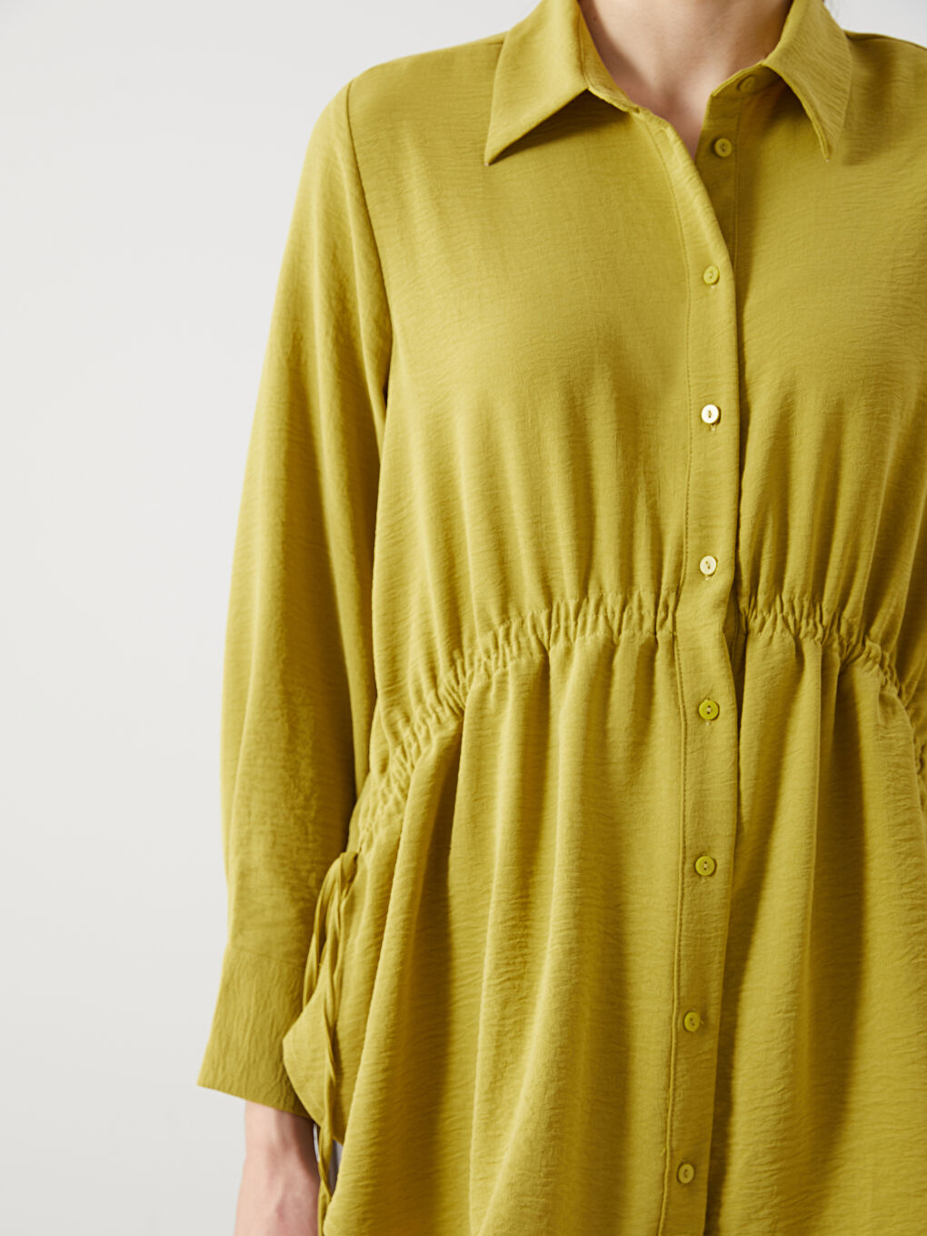 Plain Gathered Women's Shirt Tunic -S5GN38Z8-D1S