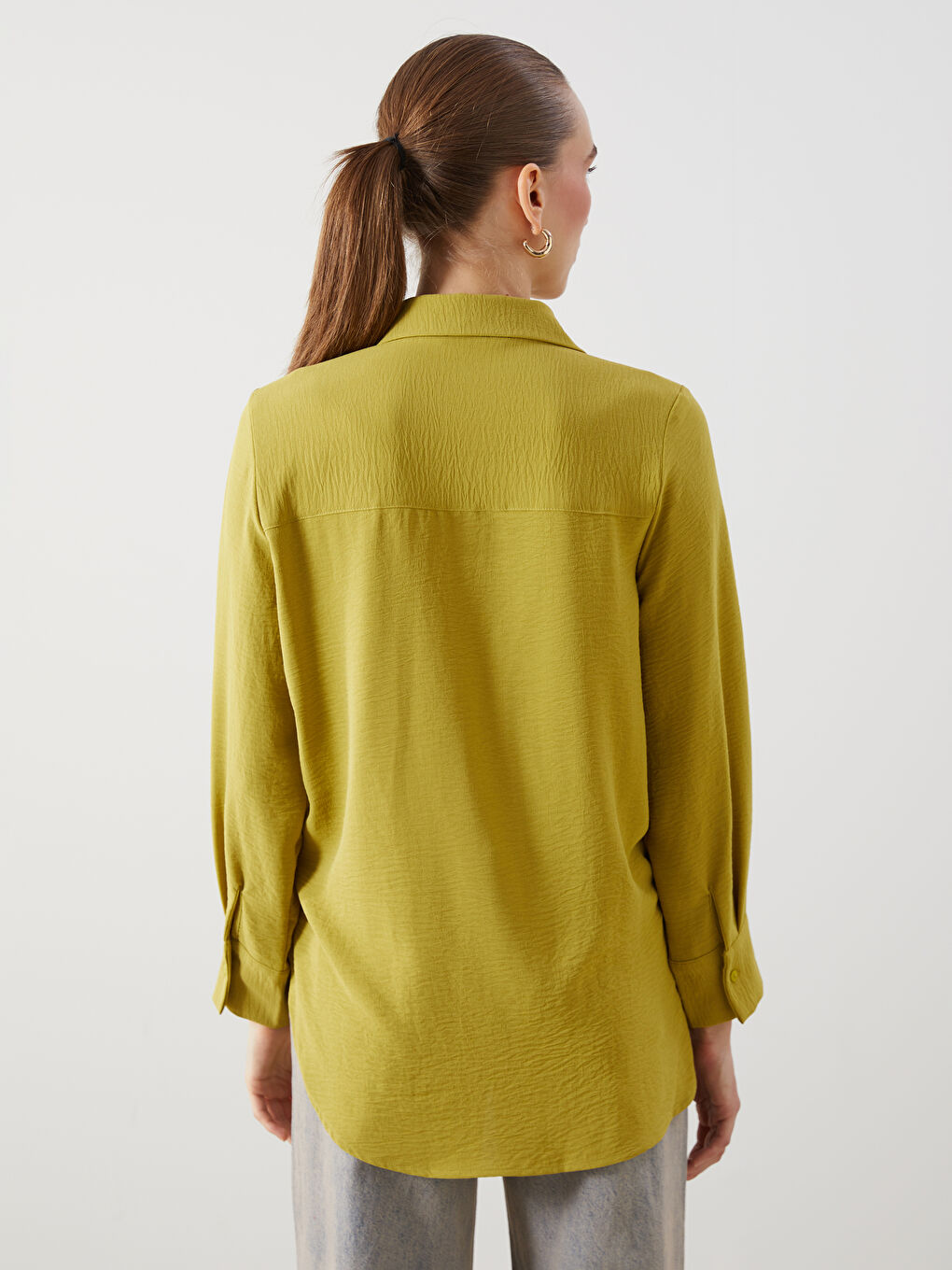 Plain Gathered Women's Shirt Tunic -S5GN38Z8-D1S