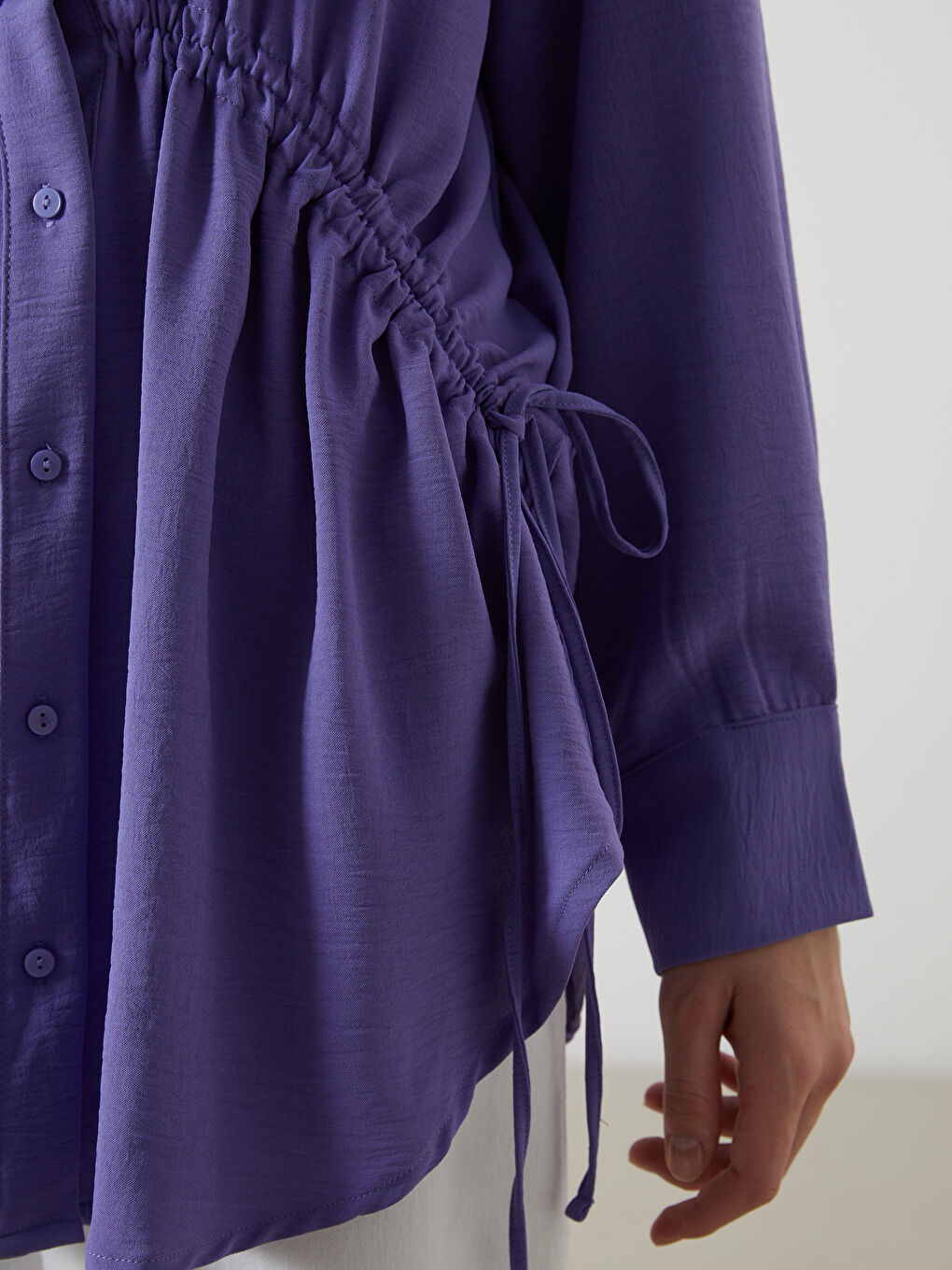 Plain Gathered Women's Shirt Tunic-2