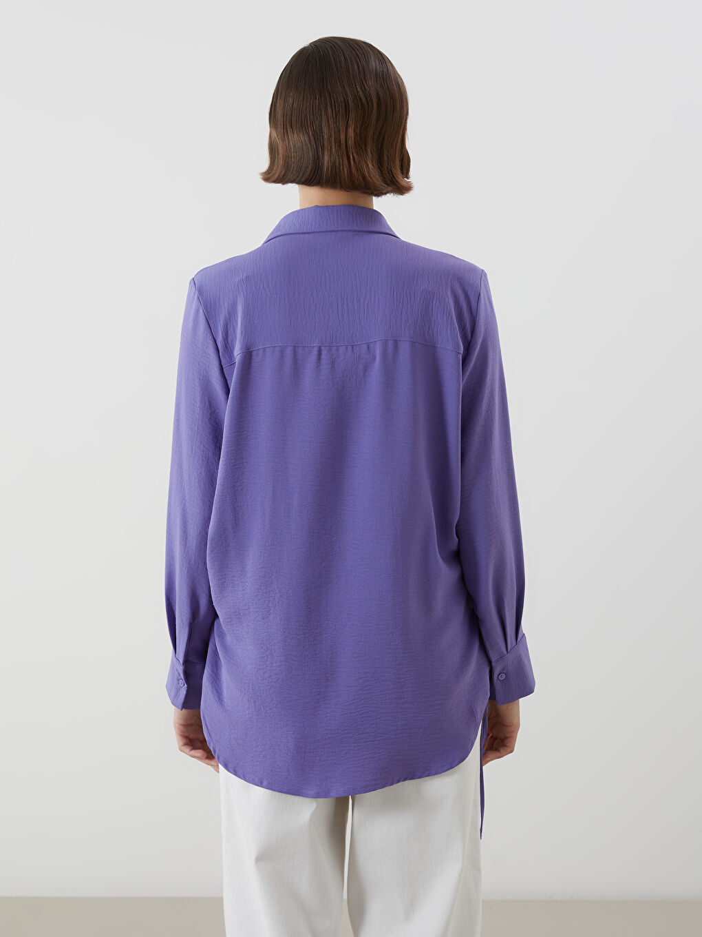 Plain Gathered Women's Shirt Tunic-3