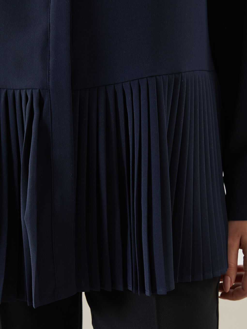 Plain Pleated Women's Shirt Tunic-2