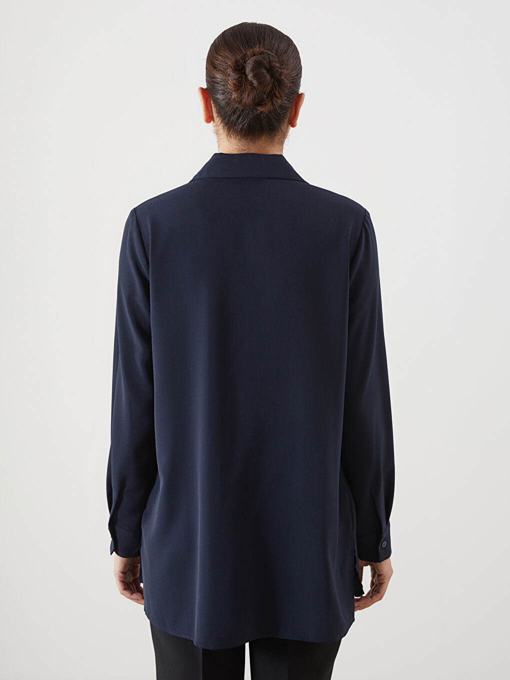 Plain Pleated Women's Shirt Tunic-3