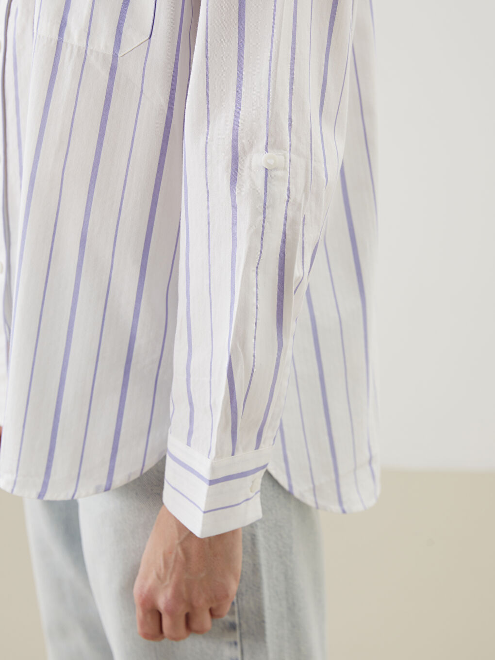 Striped Poplin Women's Shirt -S5GN46Z8-LEN
